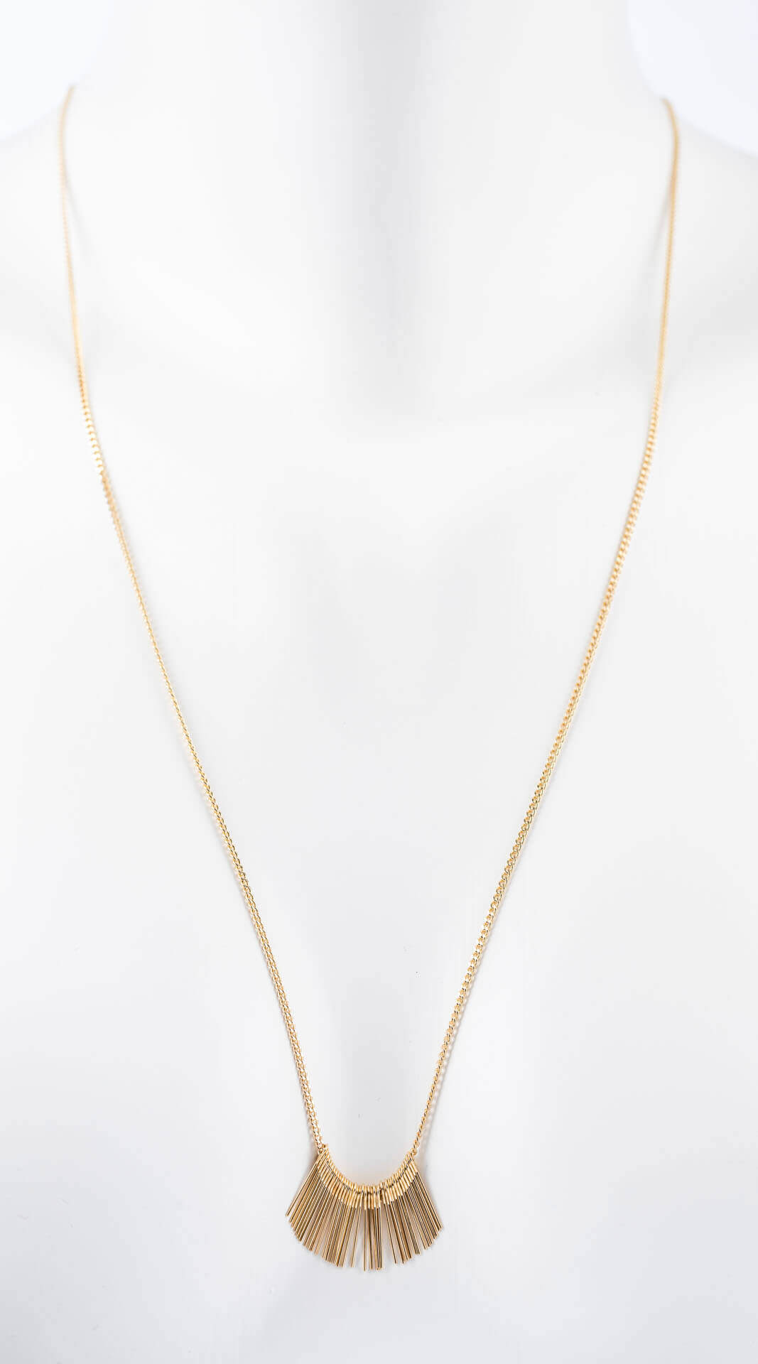 "Fine Filigré" dainty long necklace, Needle, gold plated