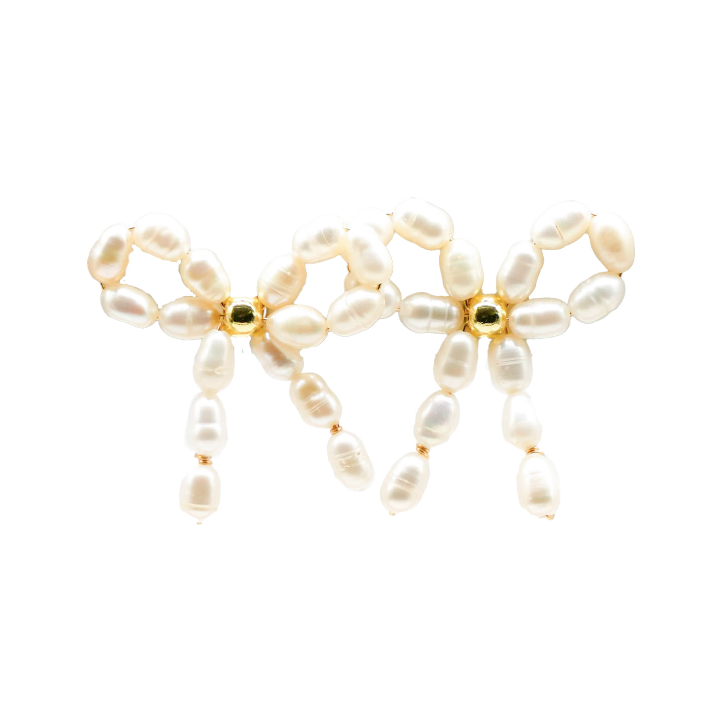 "Freshwater Pearls" Ohrstecker "Schleife" weiße SWZ, ca. 30x28mm, goldfarben