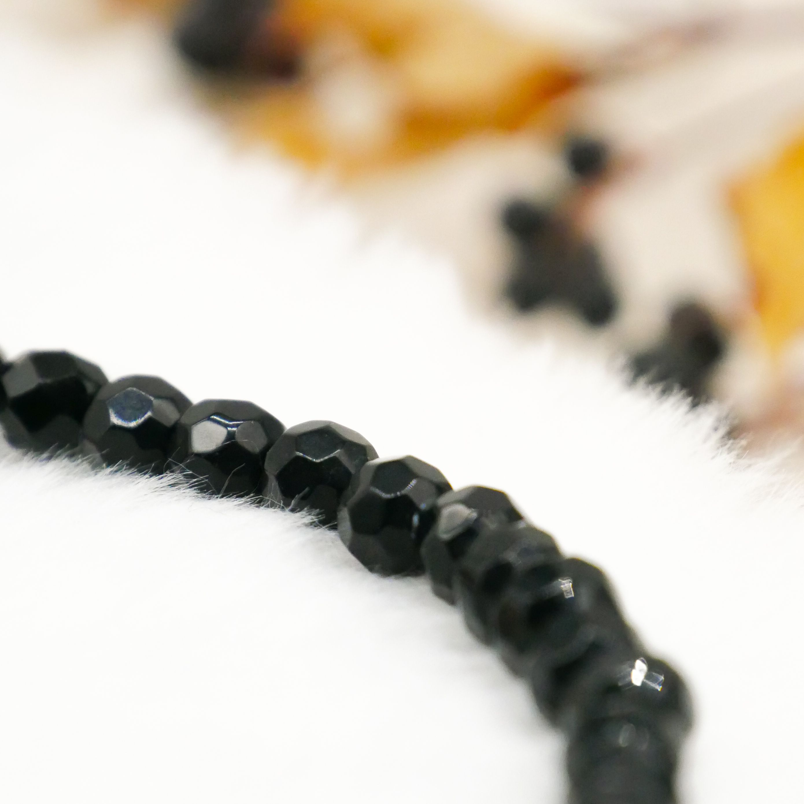  "Jet Schmuck" Kette ca. 45 cm schwarze facettierte Glasperlen Ø 8 mm 