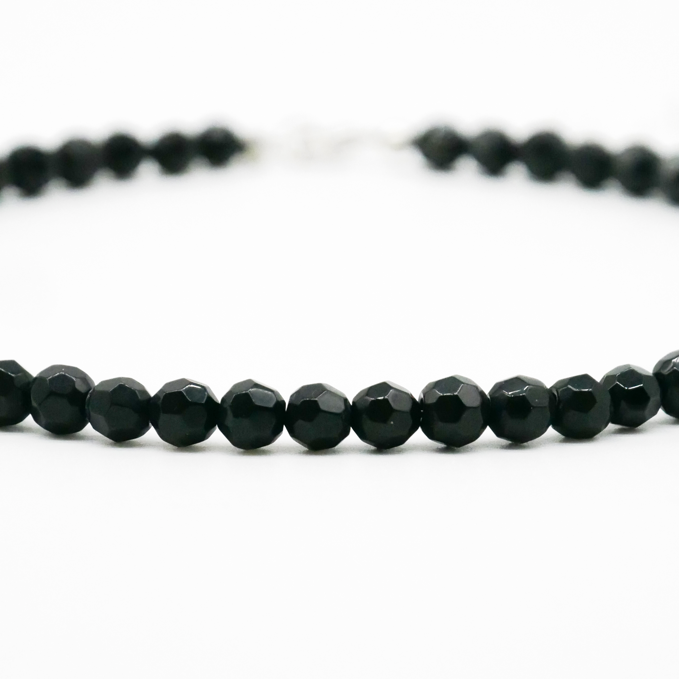  "Jet Schmuck" Kette ca. 45 cm schwarze facettierte Glasperlen Ø 8 mm 