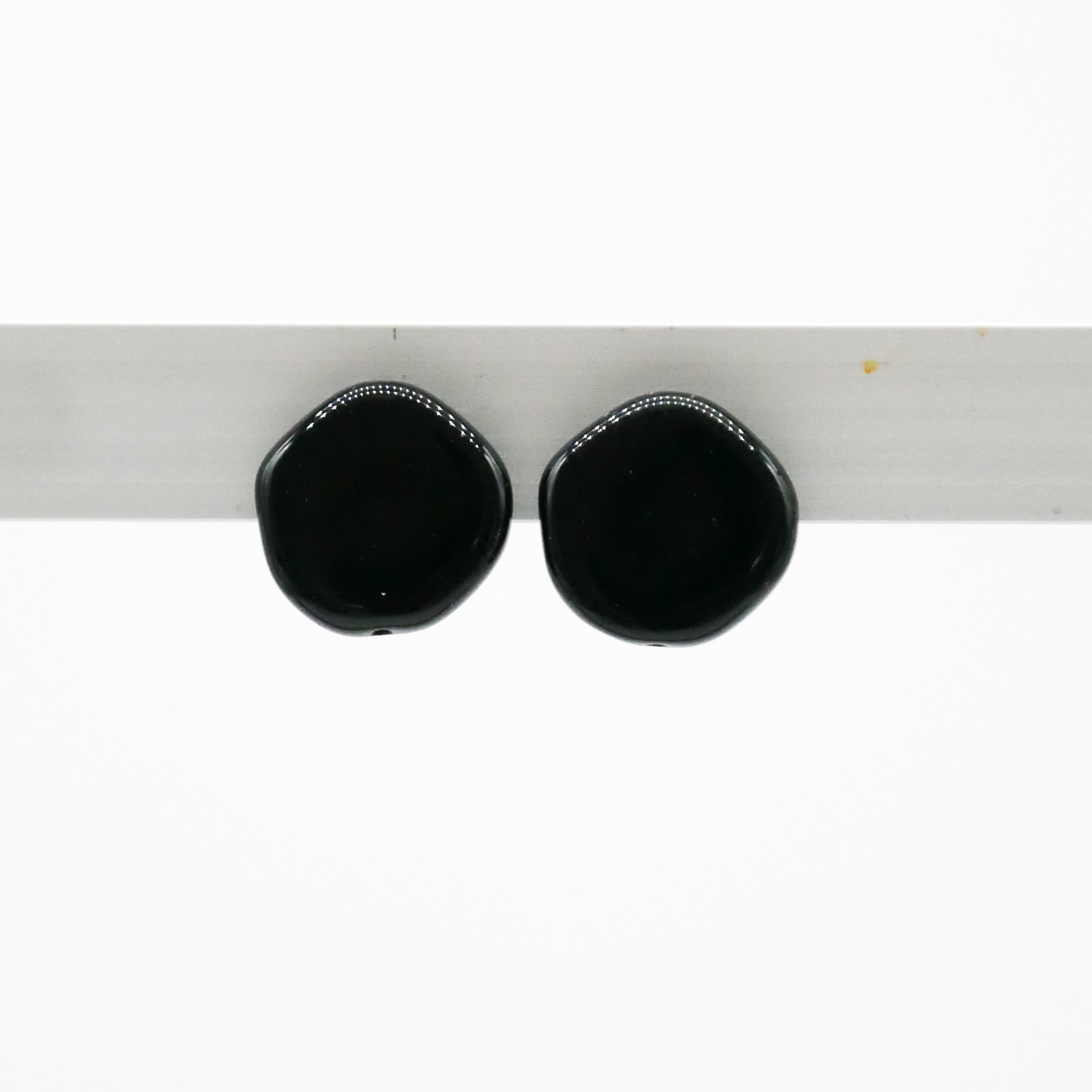  "Jet Schmuck" Ohrclip "Scheibe", schwarze Glasperlen 