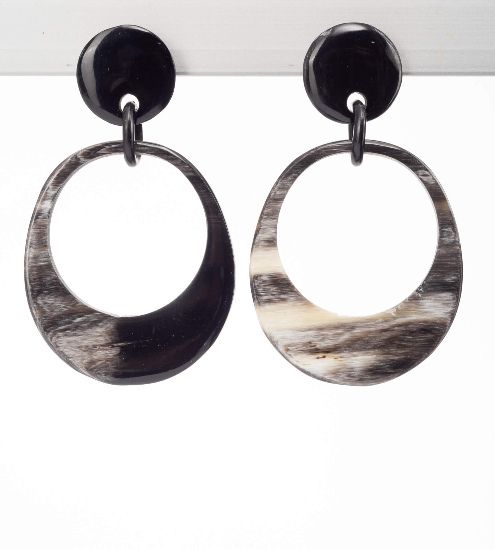 Horn Ohrstecker, Scheibe mit großem Loch, marble Horn