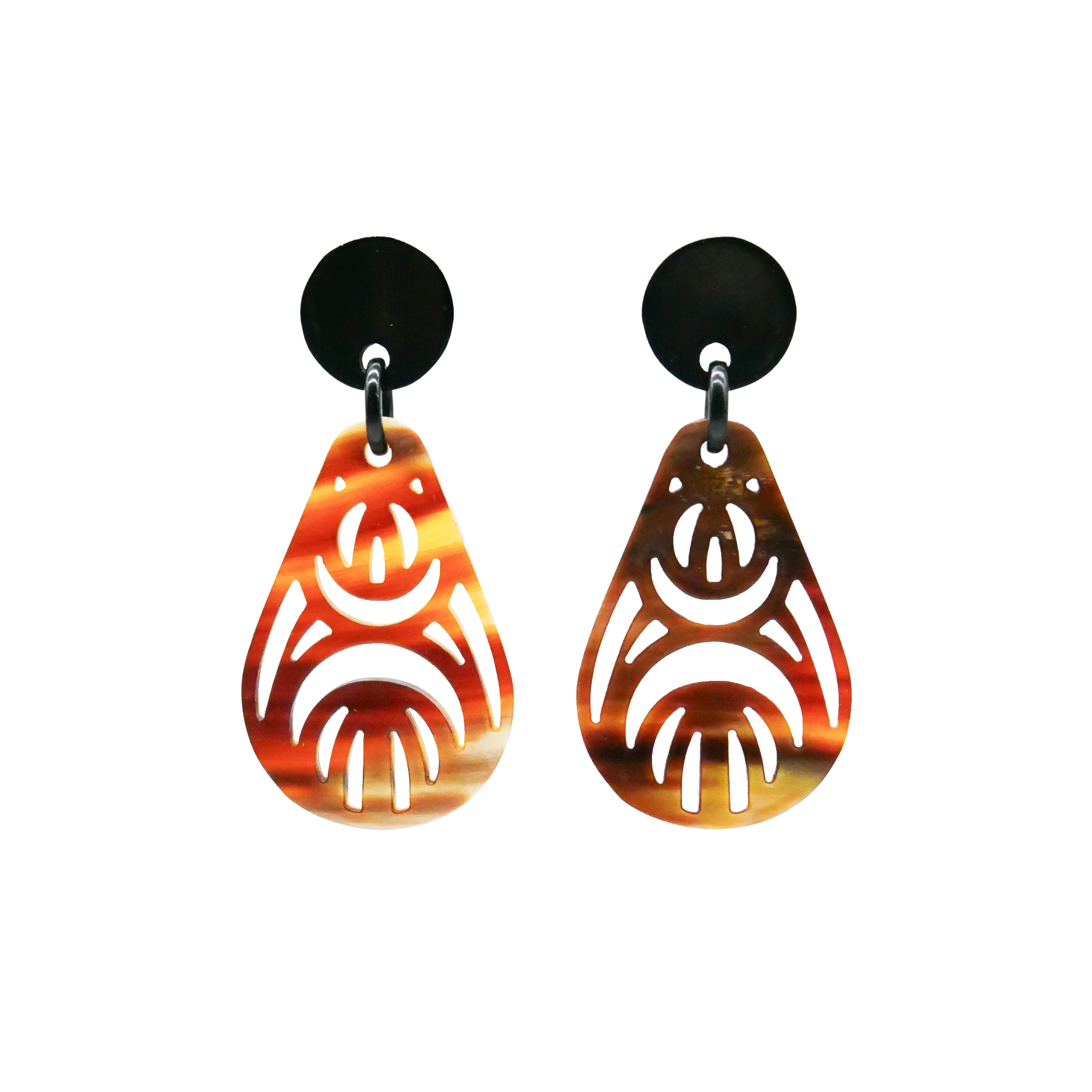  "Craft-Art", Ohrring "Drop" braunes Horn Ornament 2 