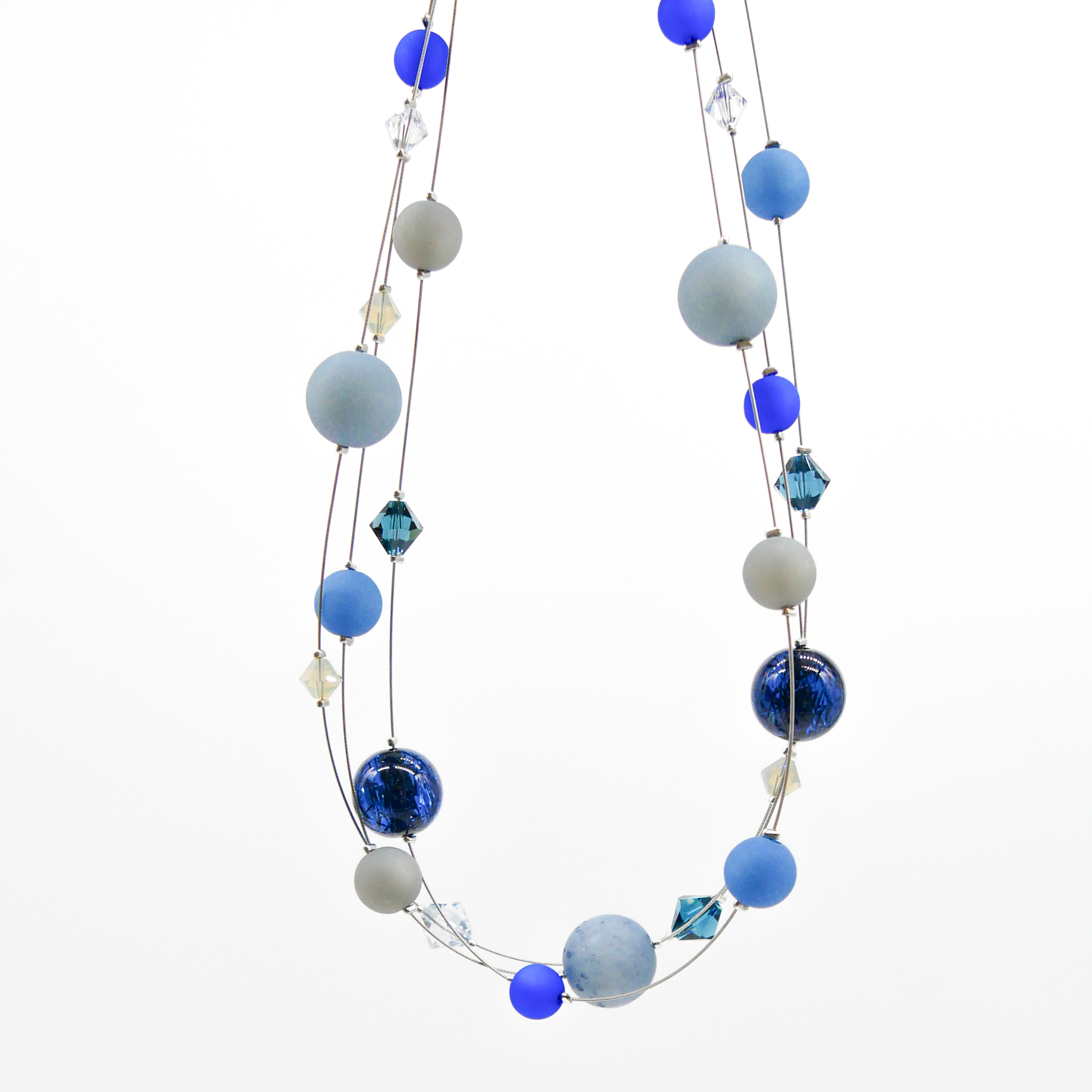 “Color Explosion”, short 3 strand necklace with polaris beads - pearlgentian