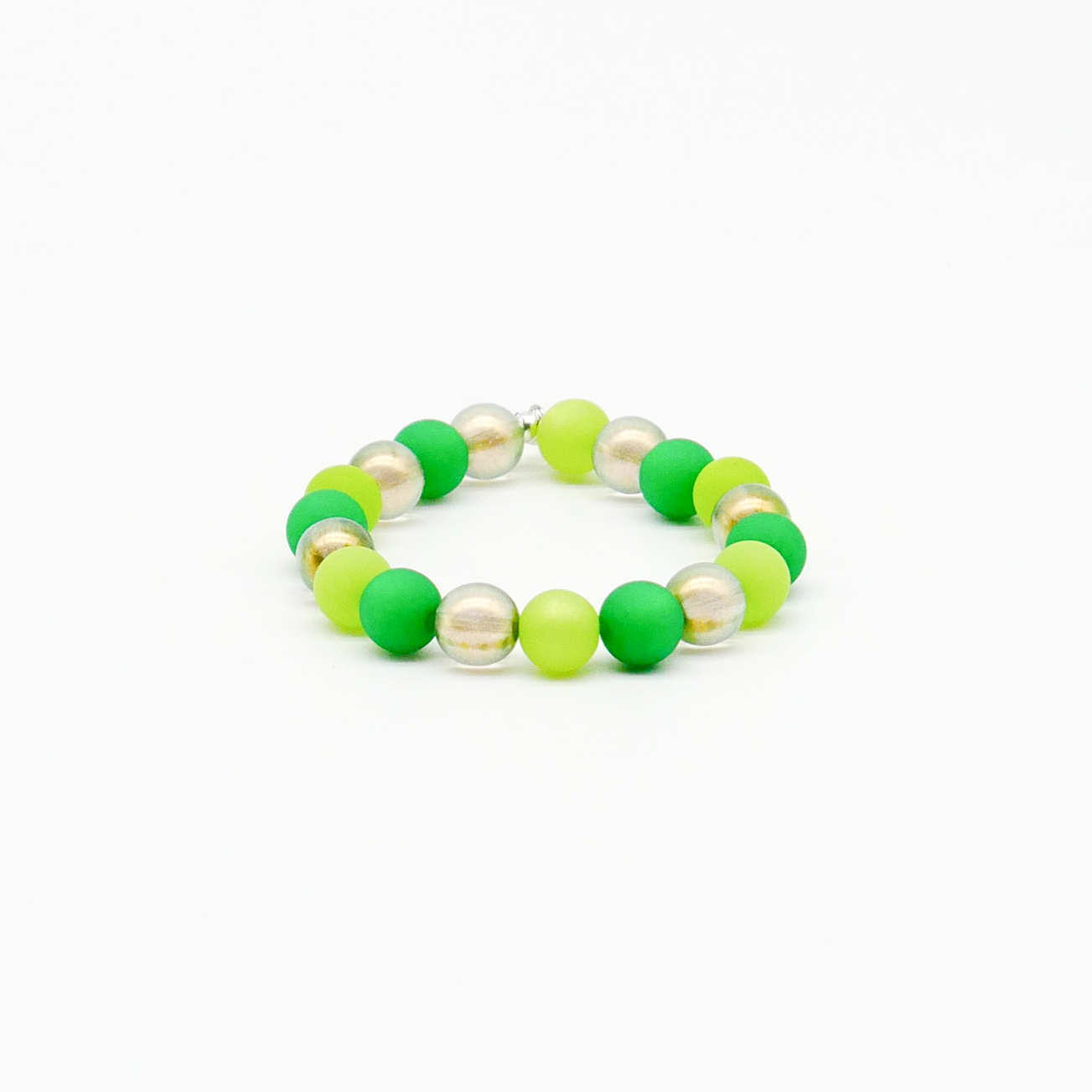  Color Explosion, Armband auf Gummi Ø 8 mm, Glas- und Polaris Perlen, Uranus grün