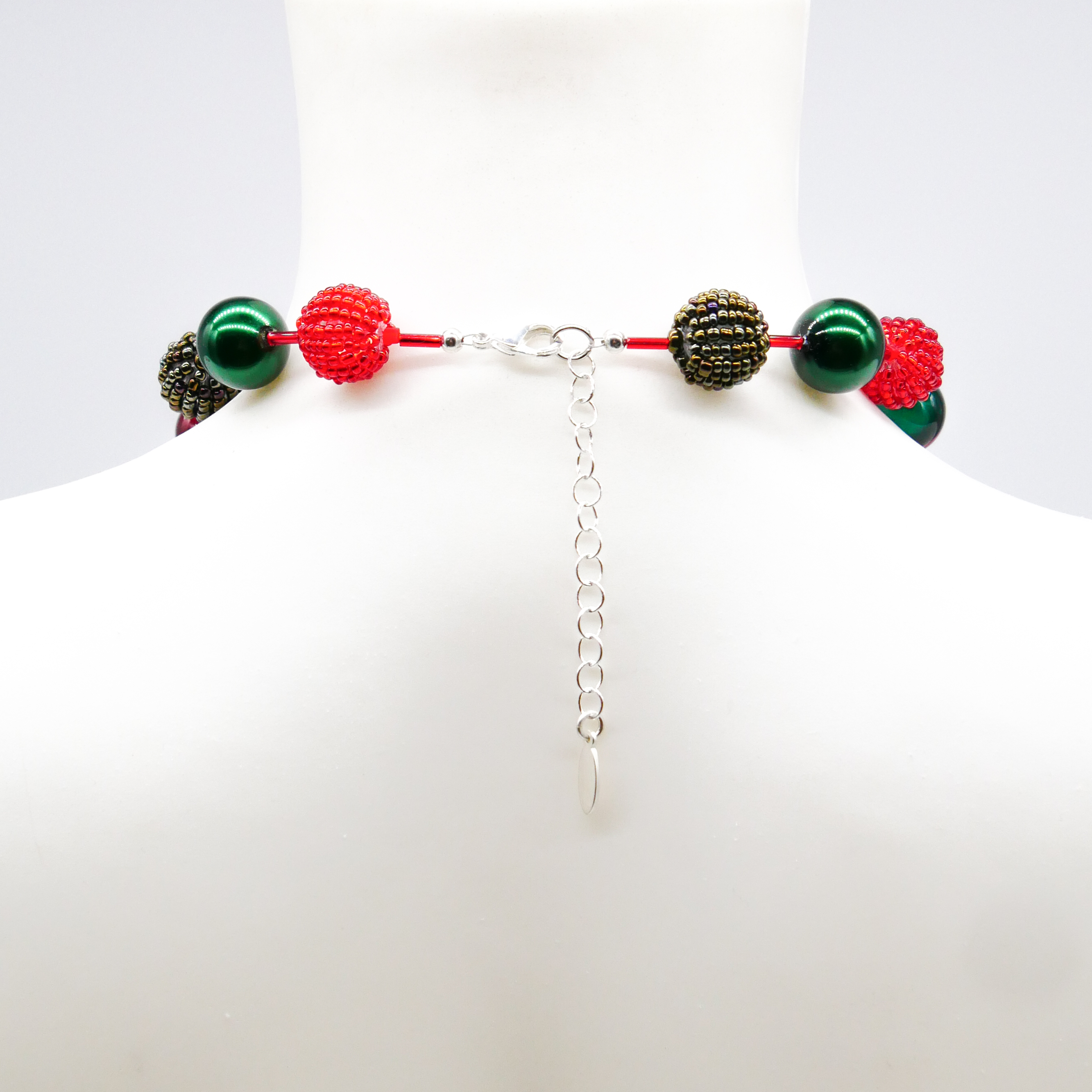  "Fine Bead Art", "Kette Christmas", Lampenperlen, Glasperlen rot-grün
