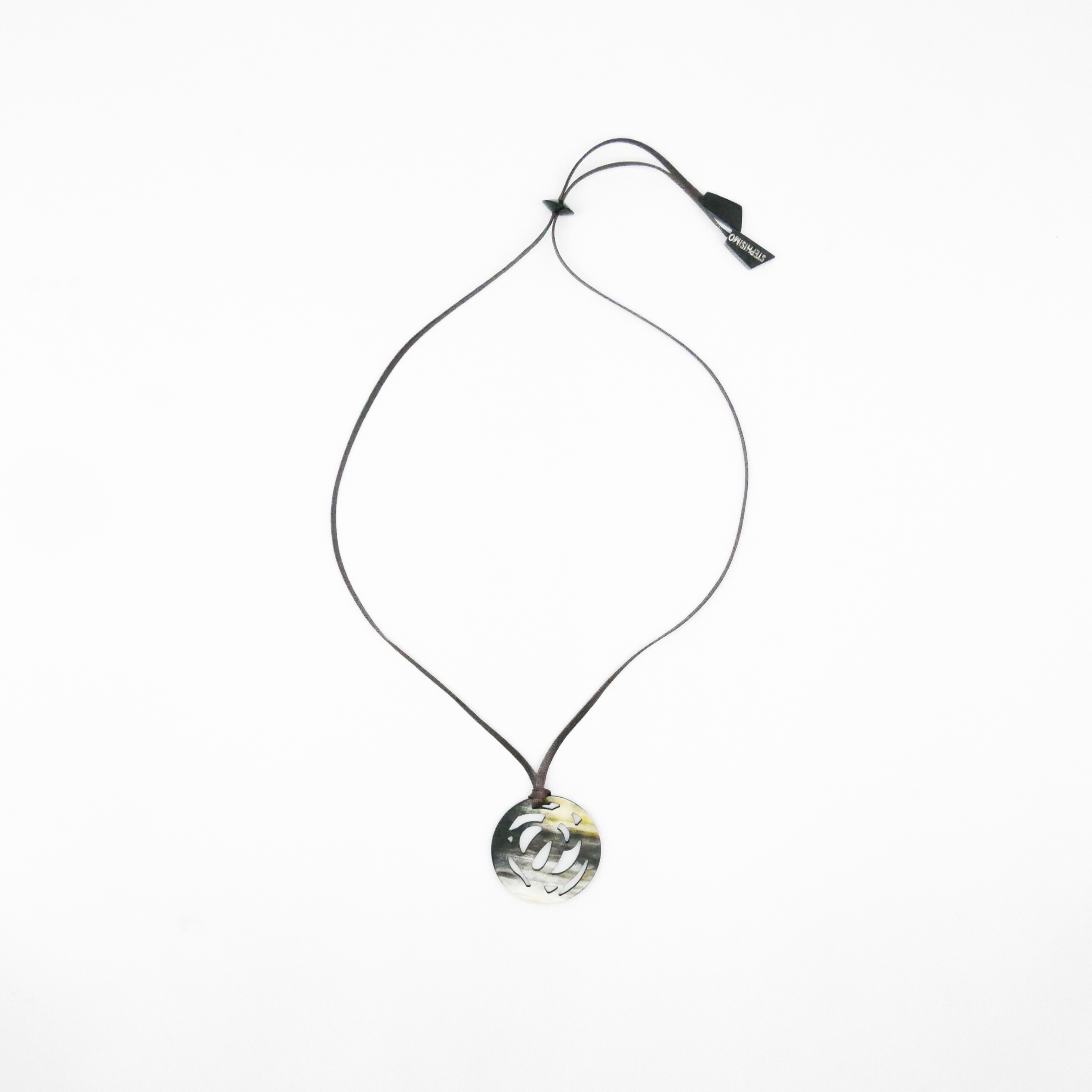 "Craft-Art", runder Hornanhänger Ø ca. 53 verspieltes Design, Syntetikband, marble Horn 