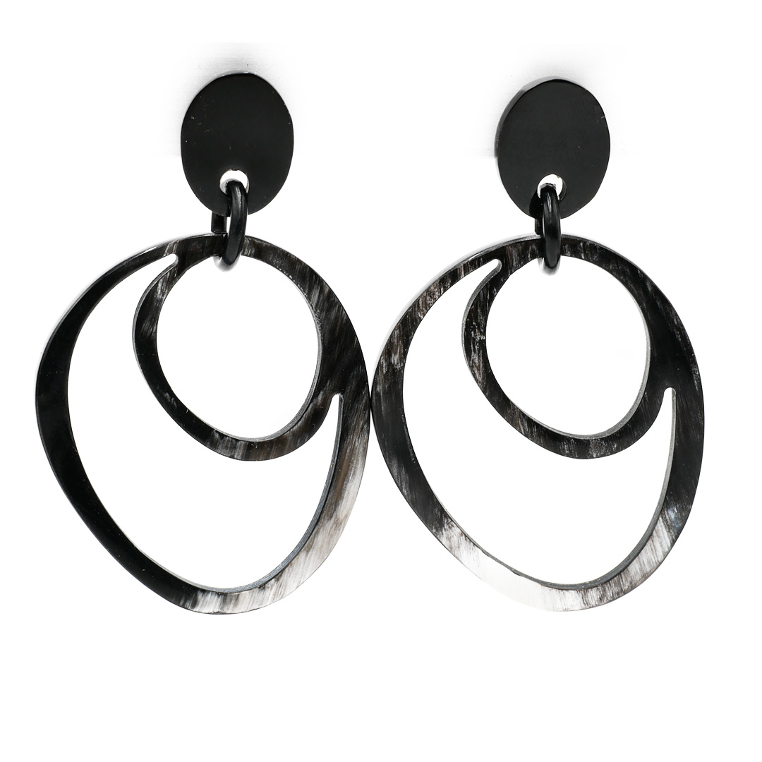 "Art Craft"  earrings "Orbit" made of marble buffalo horn, 