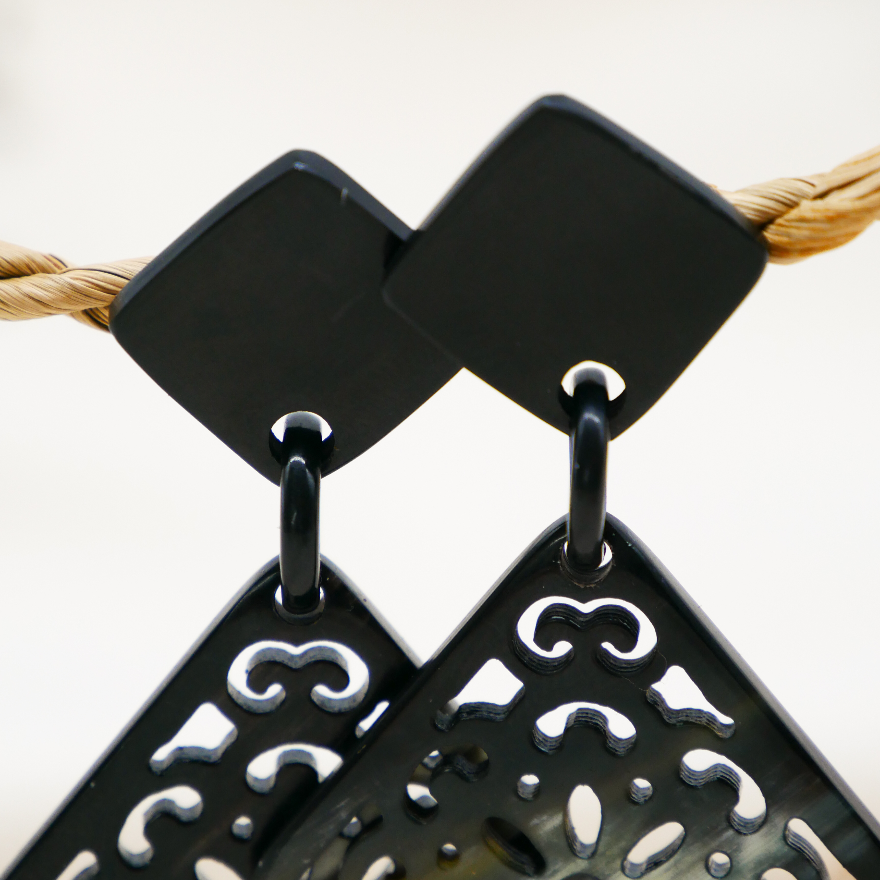 "Craft Art", Ohrring "Rectangle" marble Horn "Craft Art", Ohrring "Rectangle" marble Horn