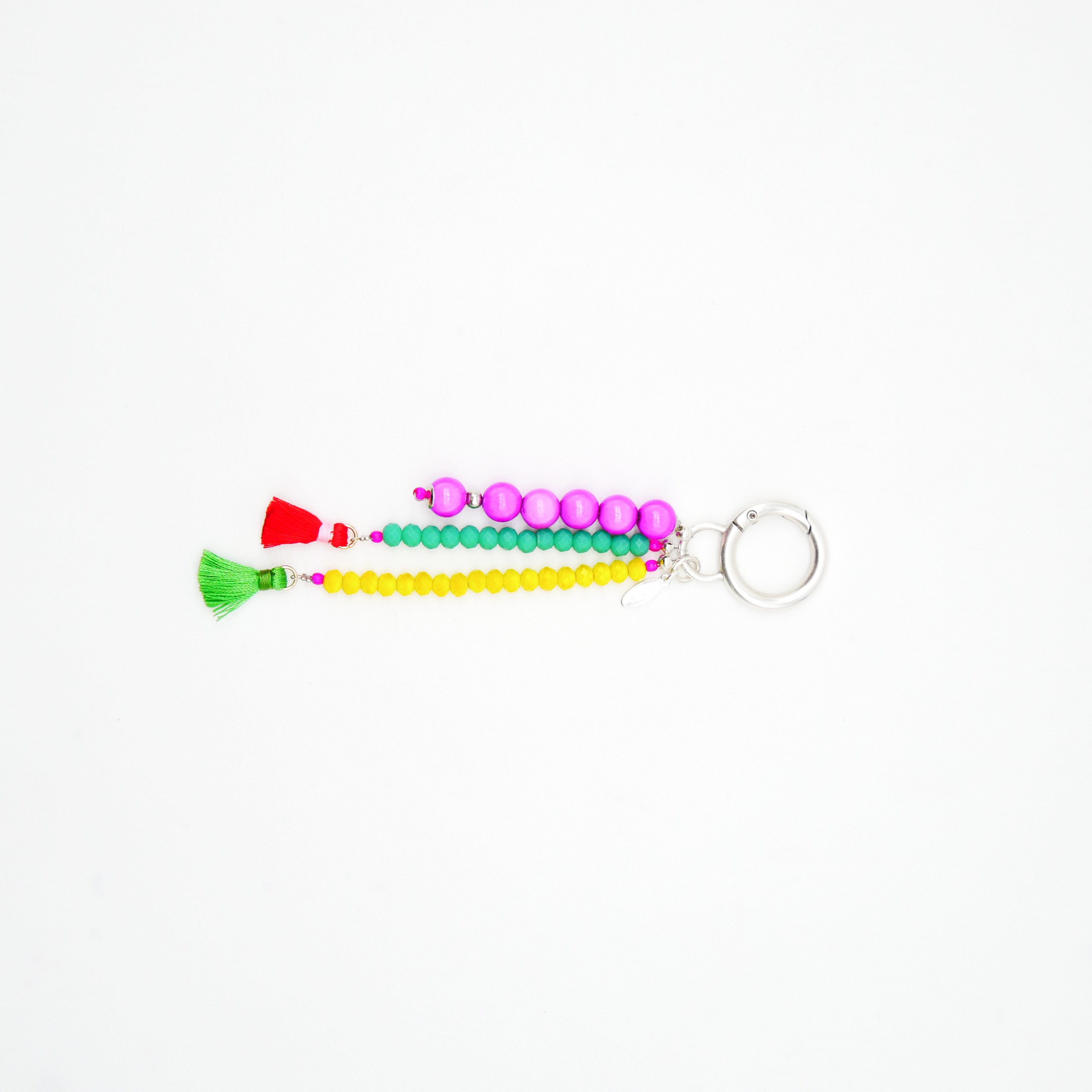 "Lucky Pendant" Anhänger, 3 Stränge Glas- und Miracleperlen, Quasten 