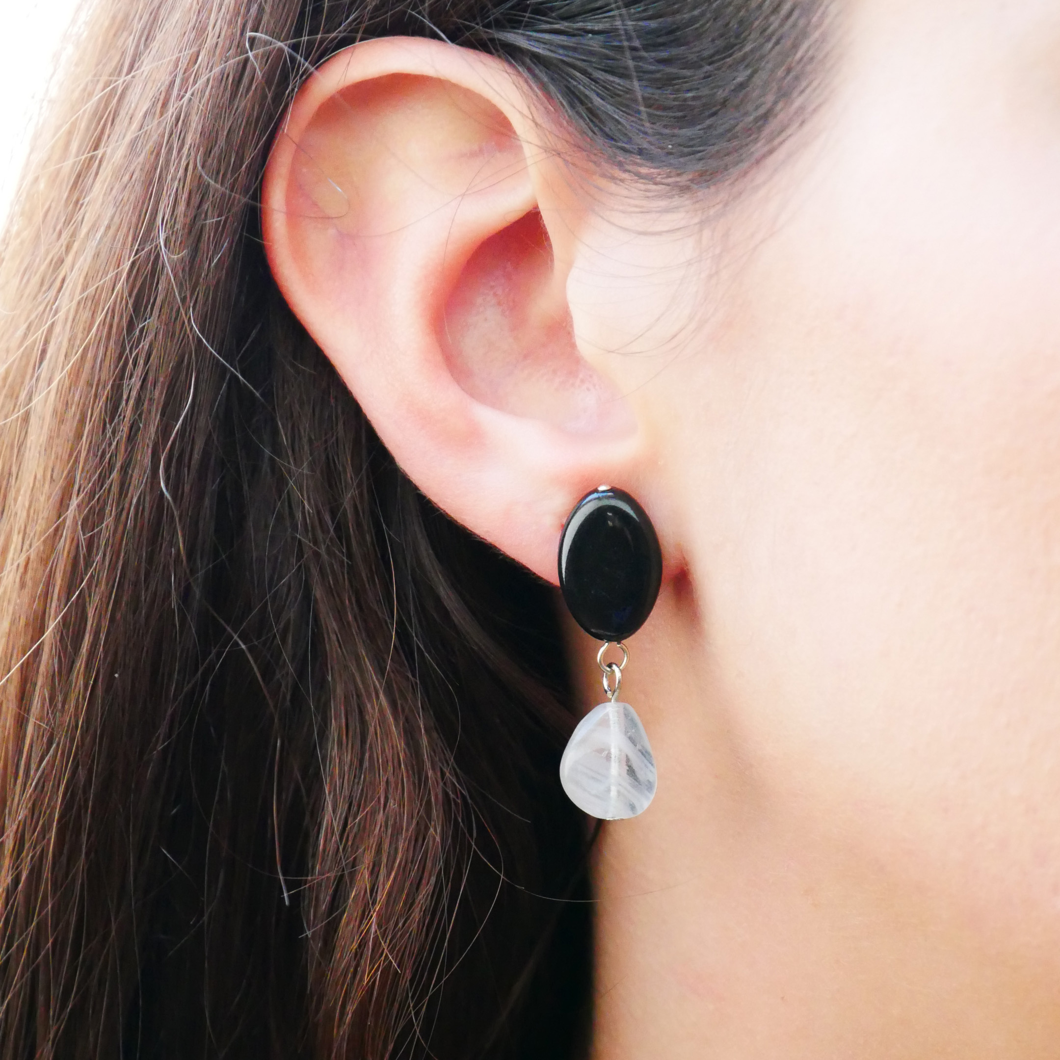 "Summer-Feeling"  Ohrring aus verschiedenen Formen, Glas- und Resin Perlen, blau