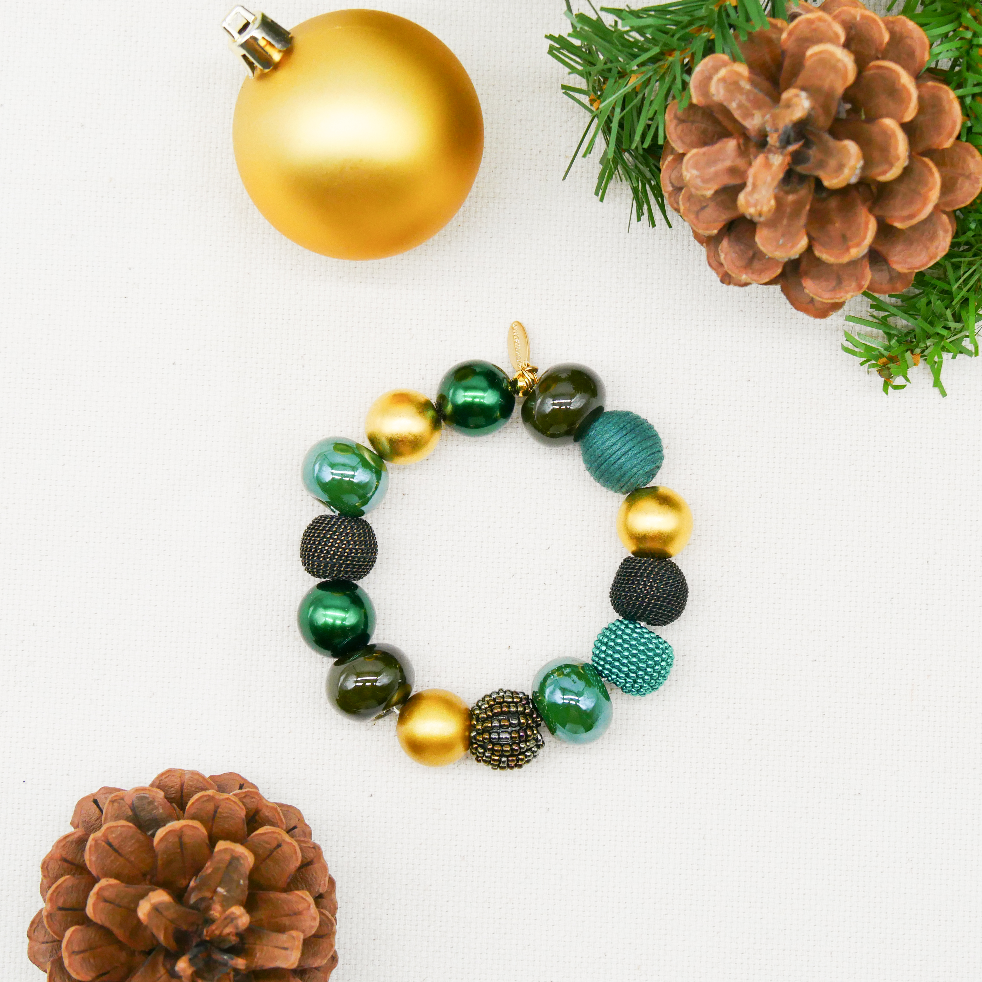  "Bollywood" Armband auf Gummi, burnt olive