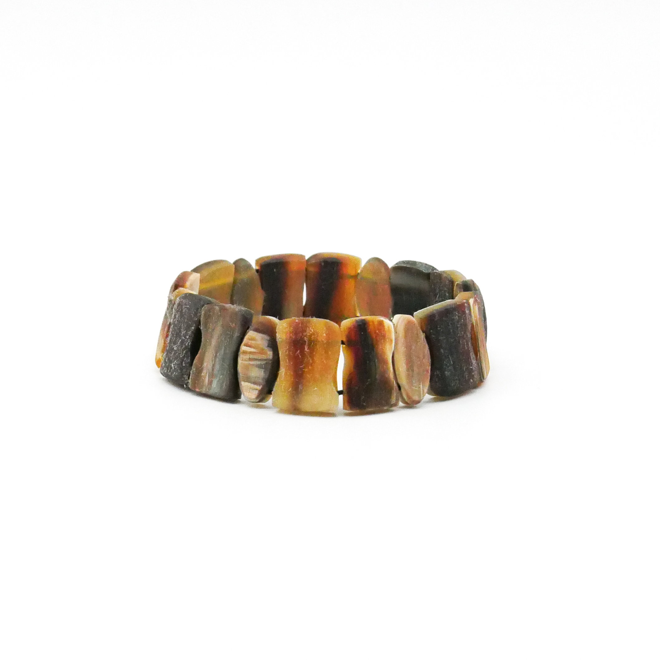  "Craft-Art", Horn Armband auf Gummi verschiedene Formen, braunes Horn matt 