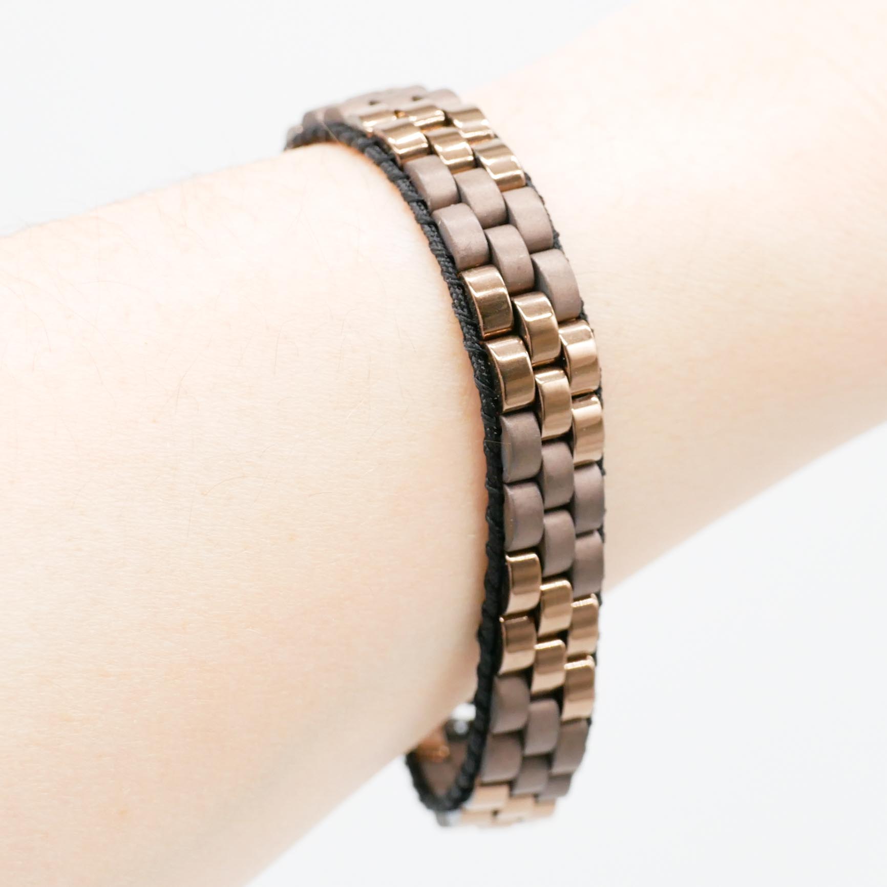 "Metallic" 3 reihiges Hämatit Armband, bronze matt/glänzend