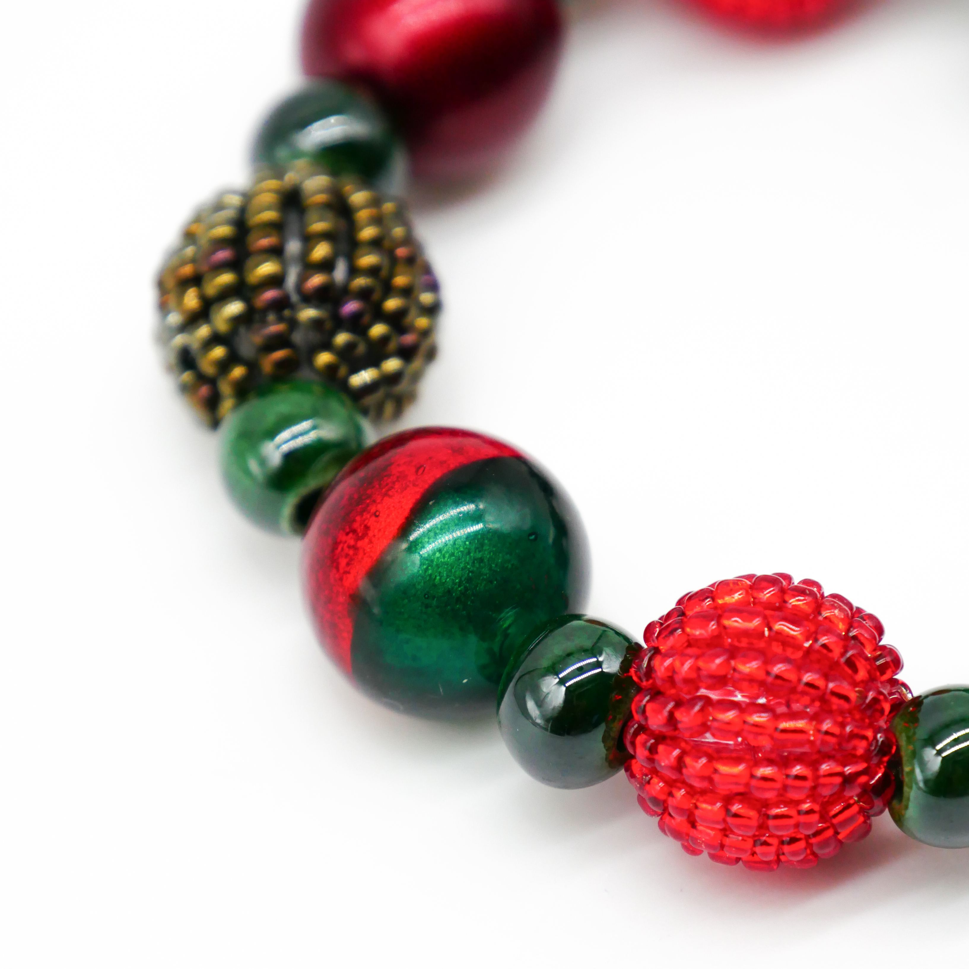  "Fine Bead Art", "Armband Christmas", Lampenperlen, Glasperlen rot-grün 