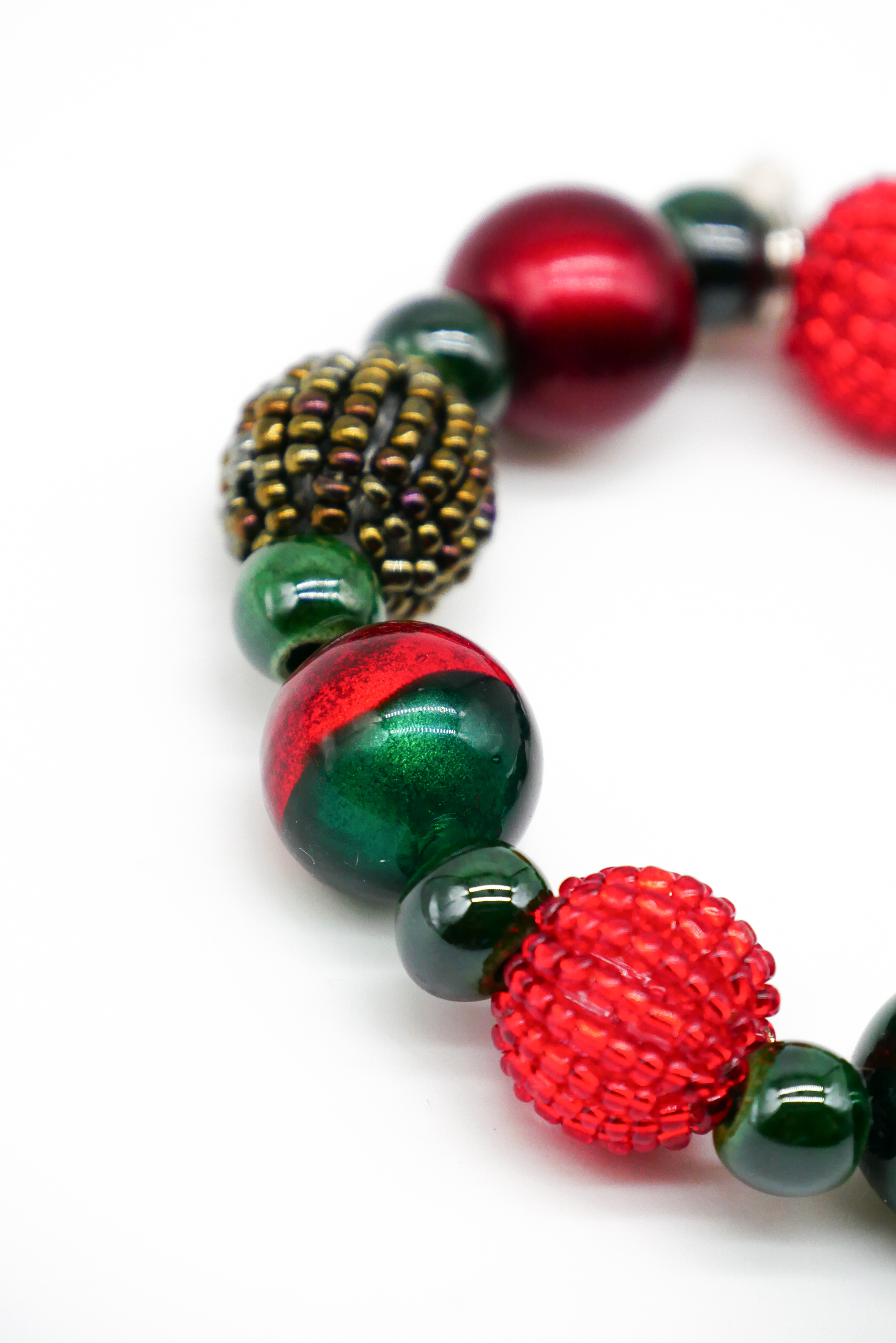  "Fine Bead Art", "Armband Christmas", Lampenperlen, Glasperlen rot-grün 
