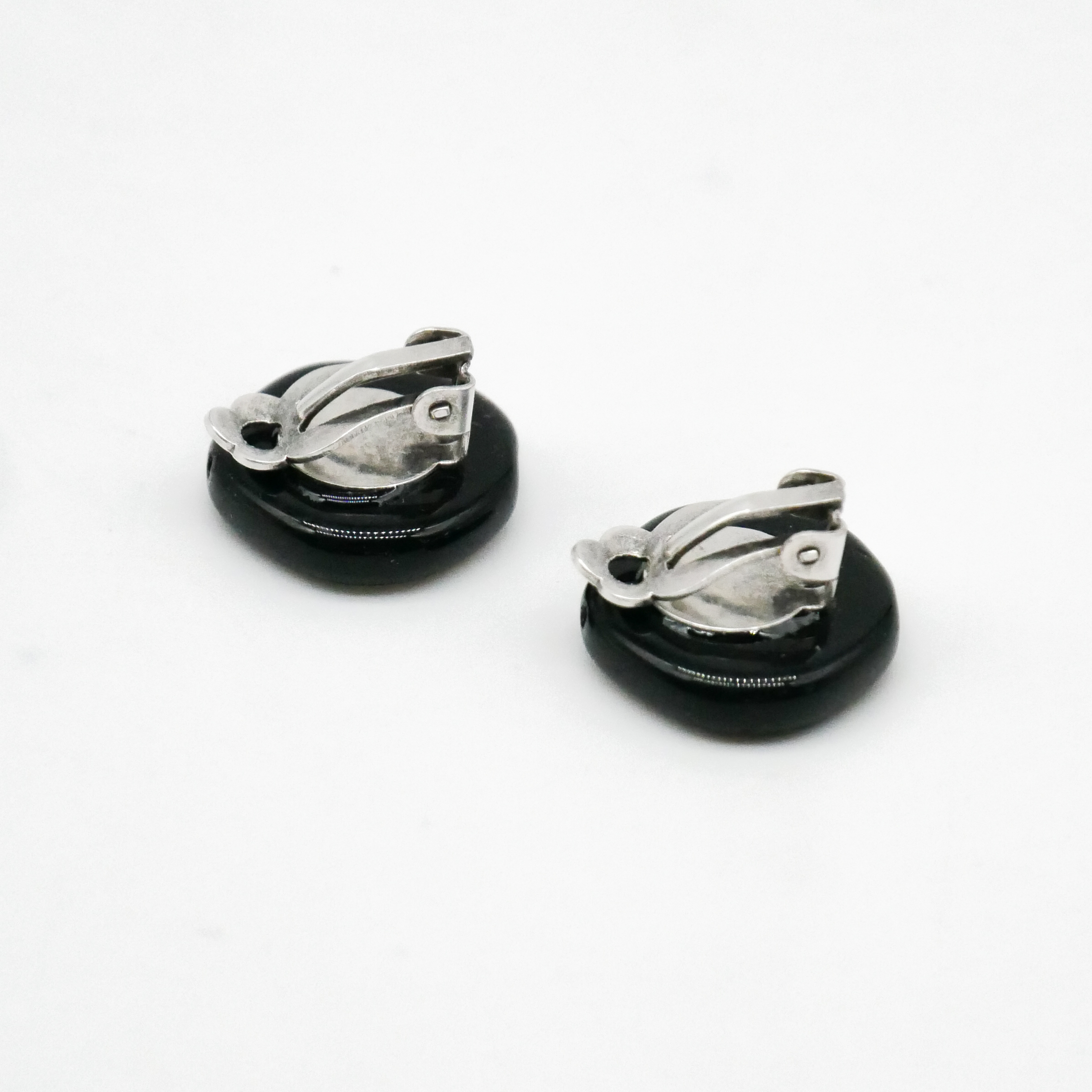  "Jet Schmuck" Ohrclip "Scheibe", schwarze Glasperlen 