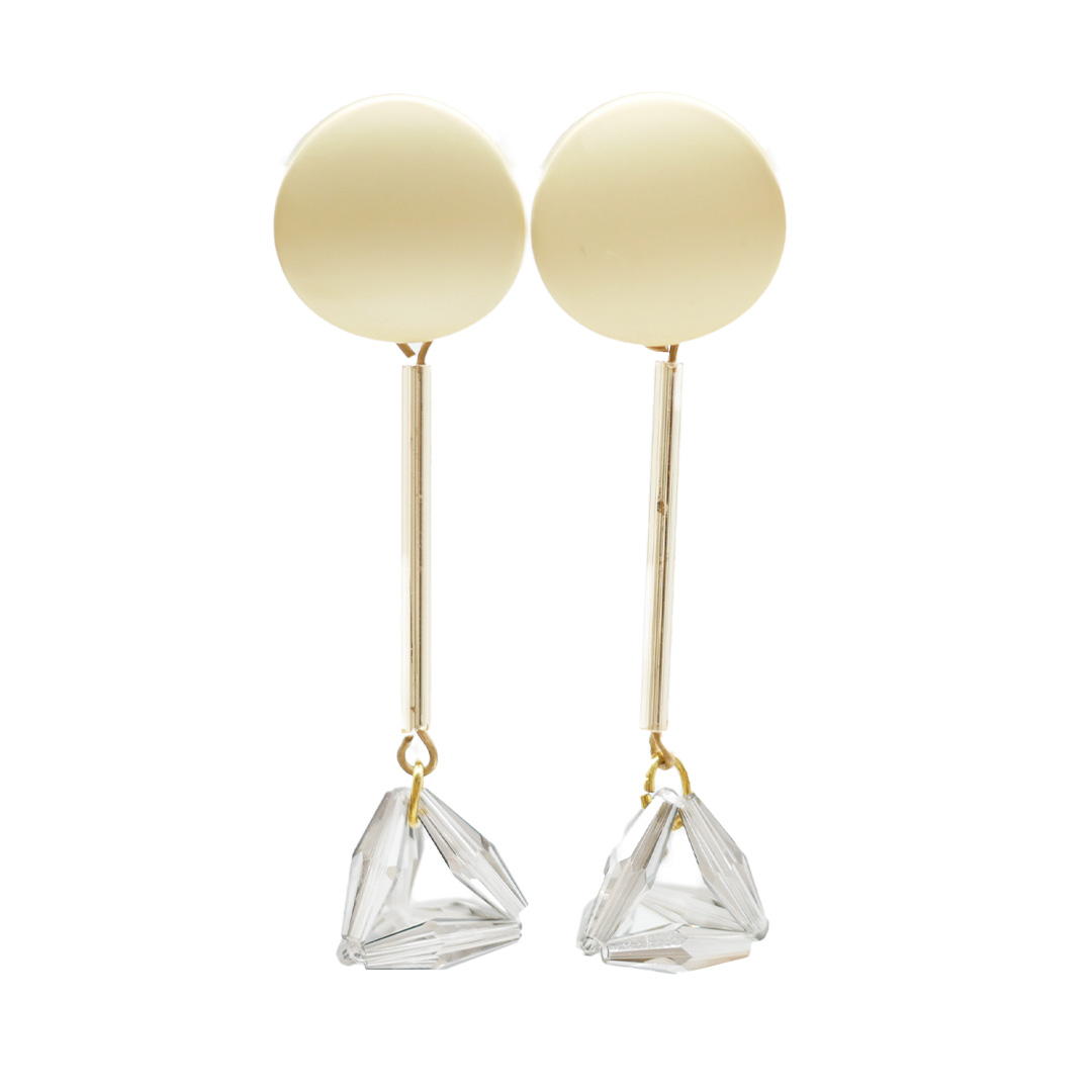 "Summer Feeling" Ohrstecker, vergoldet, mit geometrischer Kristallperle, grau