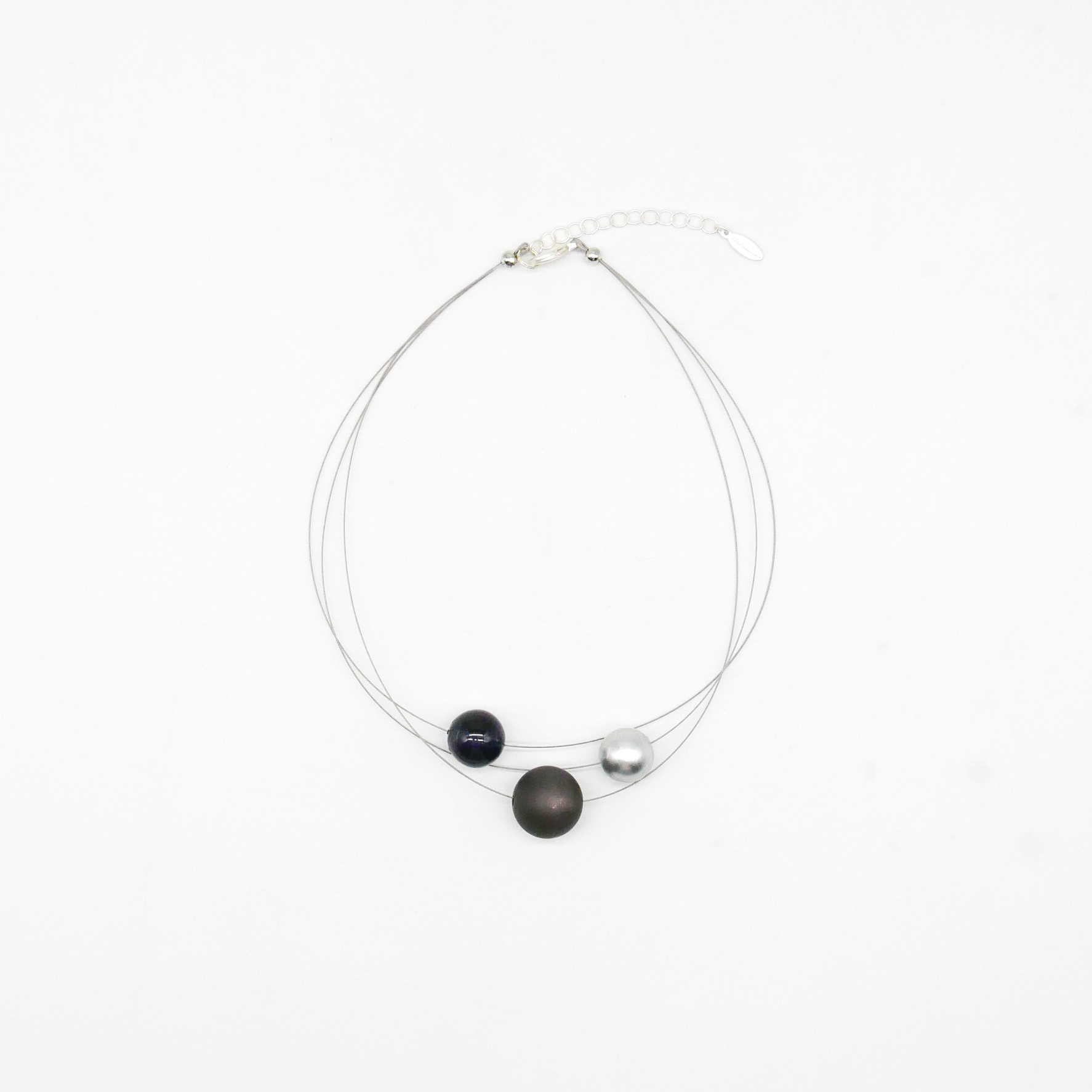  Color Explosion, kurze 3-Strang Kette "Planet" - Merkur schwarz-silber