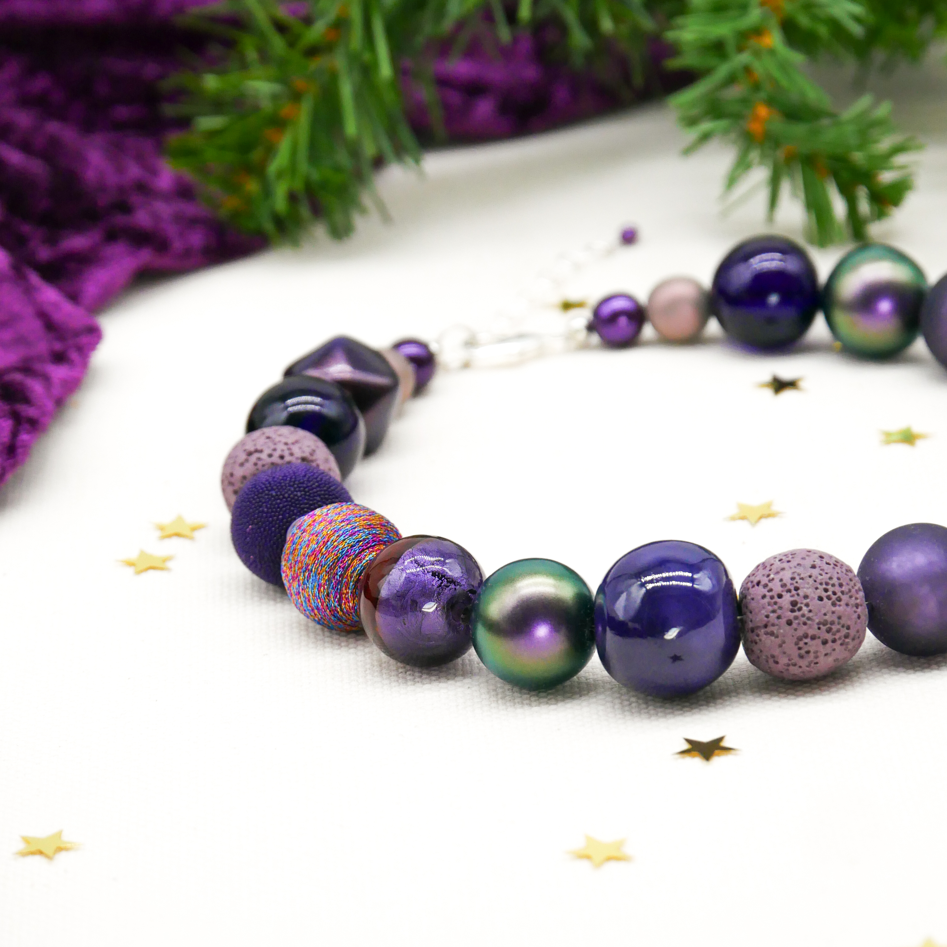 "Bollywood" Kette Ø ca. 20 mm, aubergine