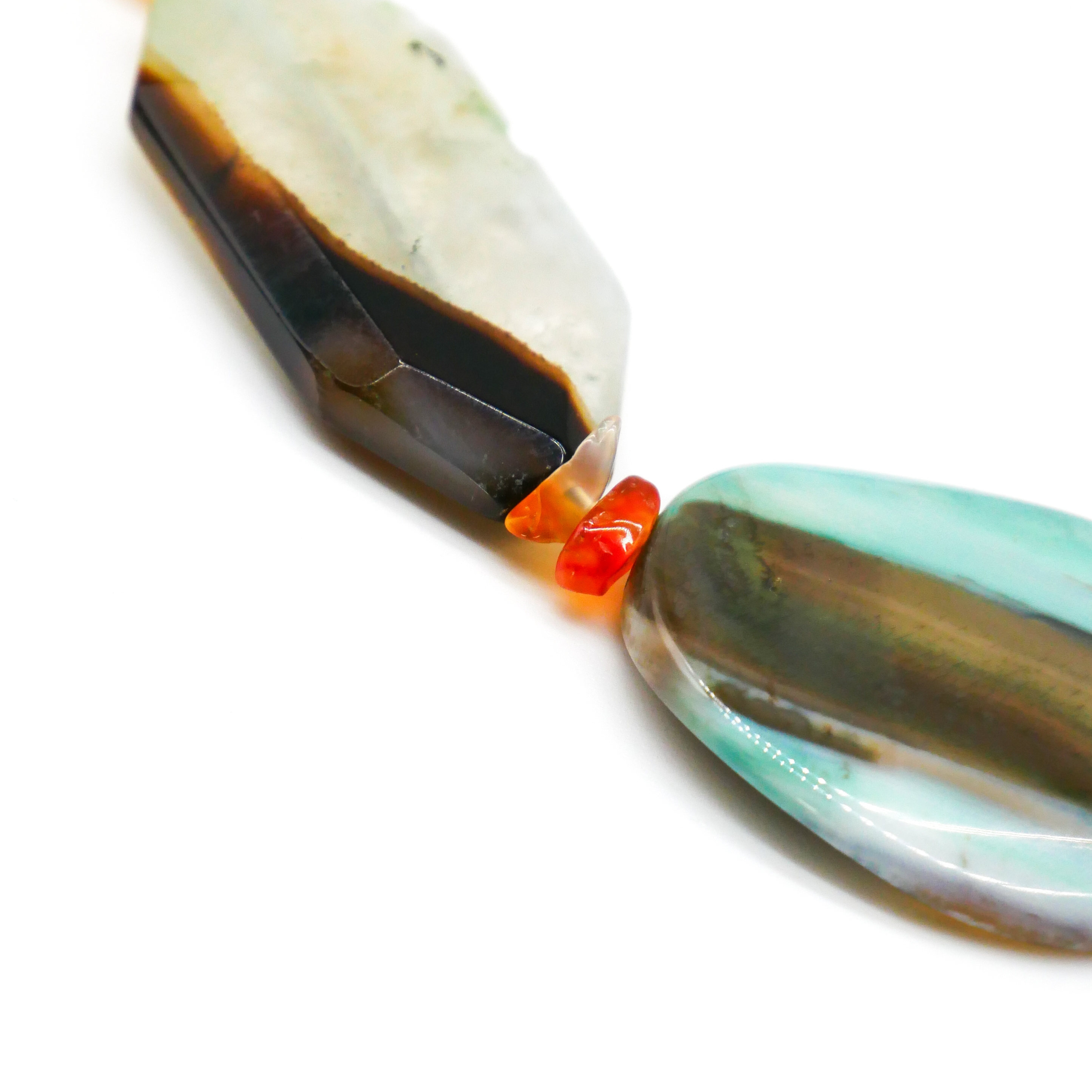 "Crystal Mountain", Mineralsteinkette 925 Silberverschluss, farbenfroh