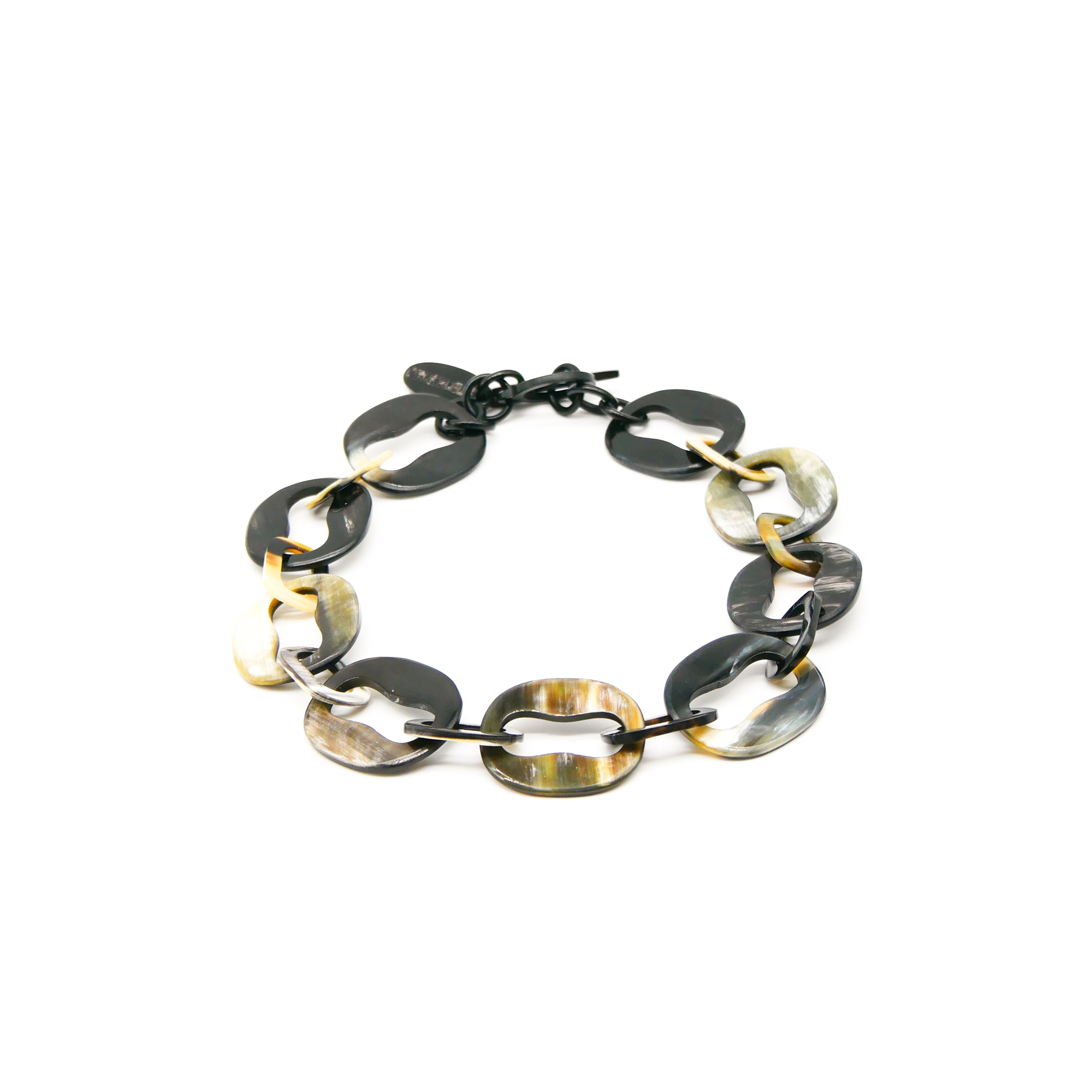 "Craft Art", kurze Kette Ovale mit Aussparung marble Horn "Craft Art", kurze Kette Ovale mit Aussparung marble Horn