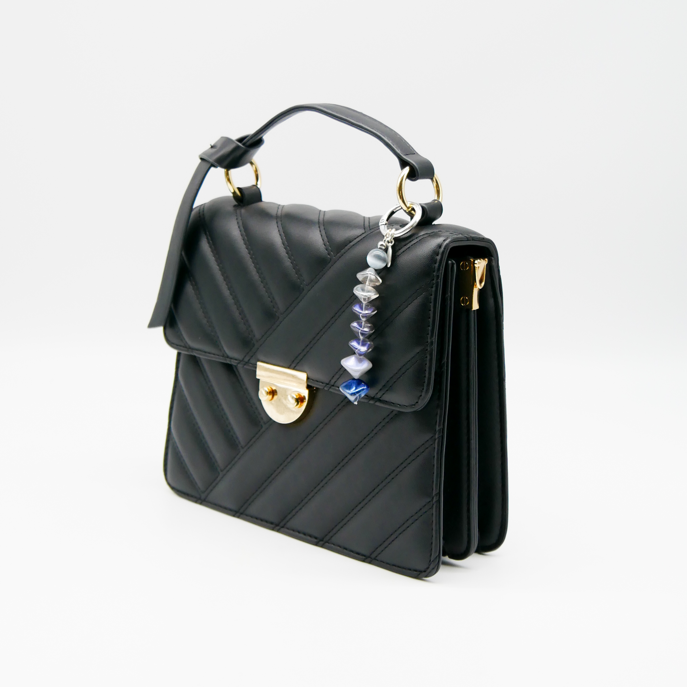  "Lucky Pendant" Anhänger, 1 Strang Glasperlen grau - blau 