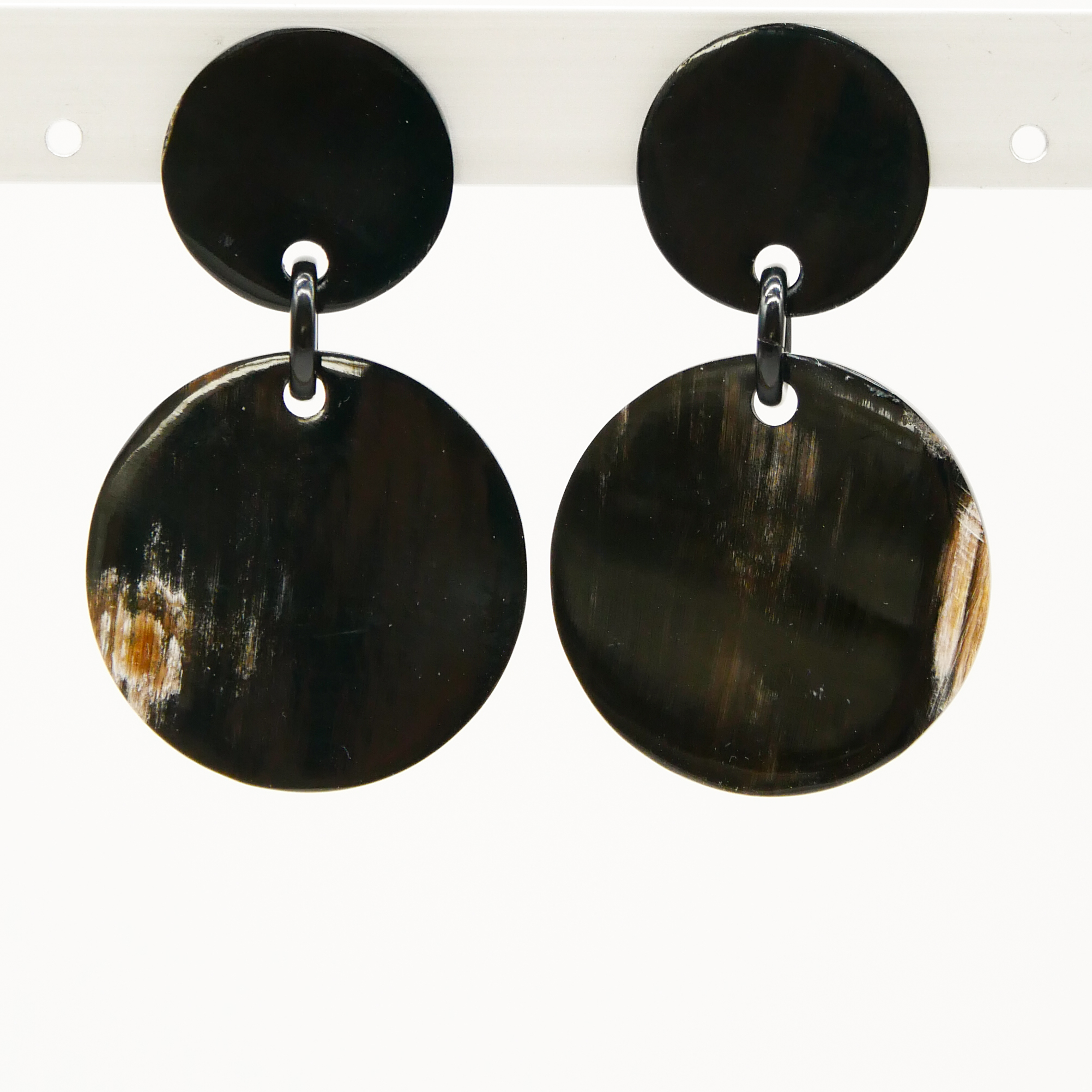  "Craft Art", Ohrring "zwei Scheiben" marble Horn