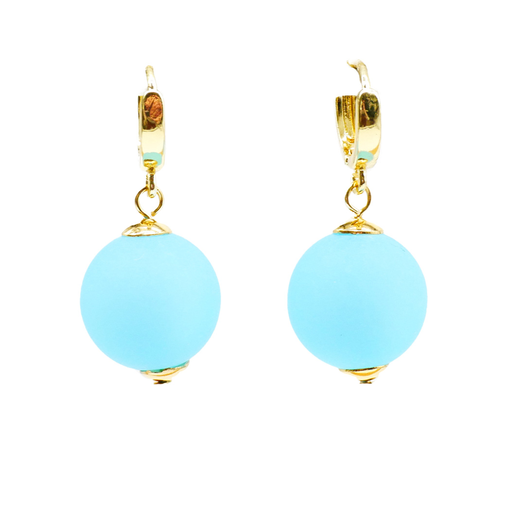 "Color Explosion" Ohrhänger gold mit Polaris-Perle - hellblau