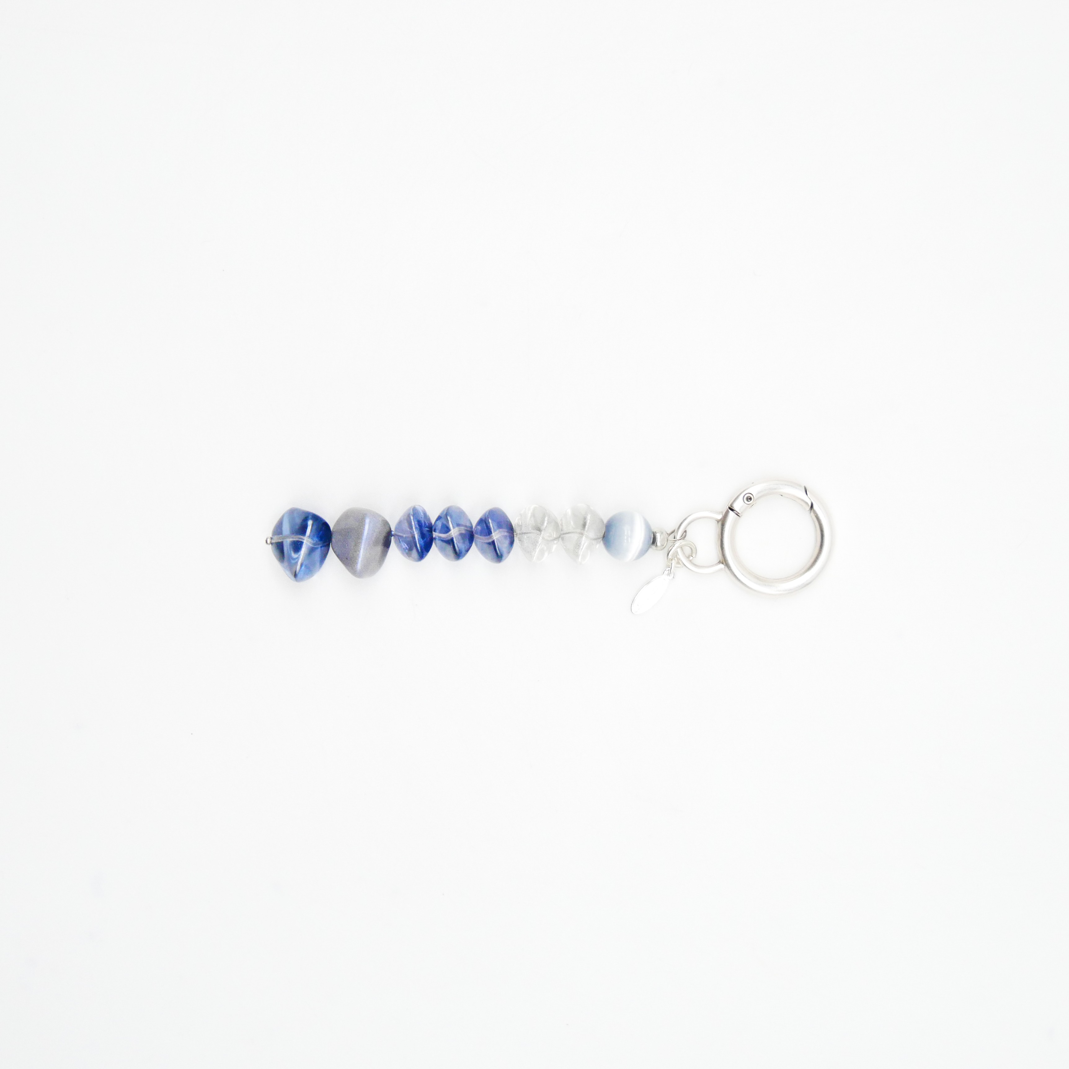  "Lucky Pendant" Anhänger, 1 Strang Glasperlen grau - blau 