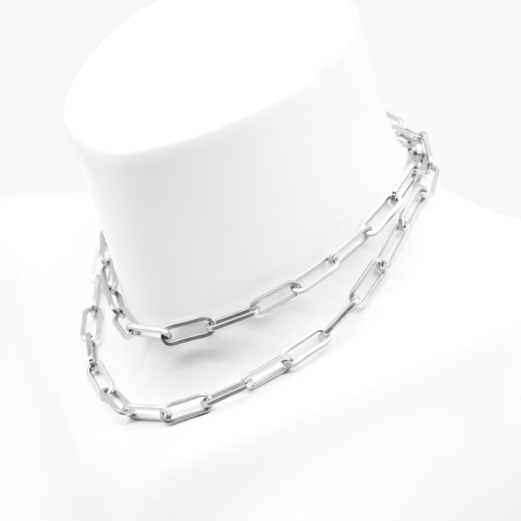 "Charmkette" lange Gliederkette, Ovale, versilbert