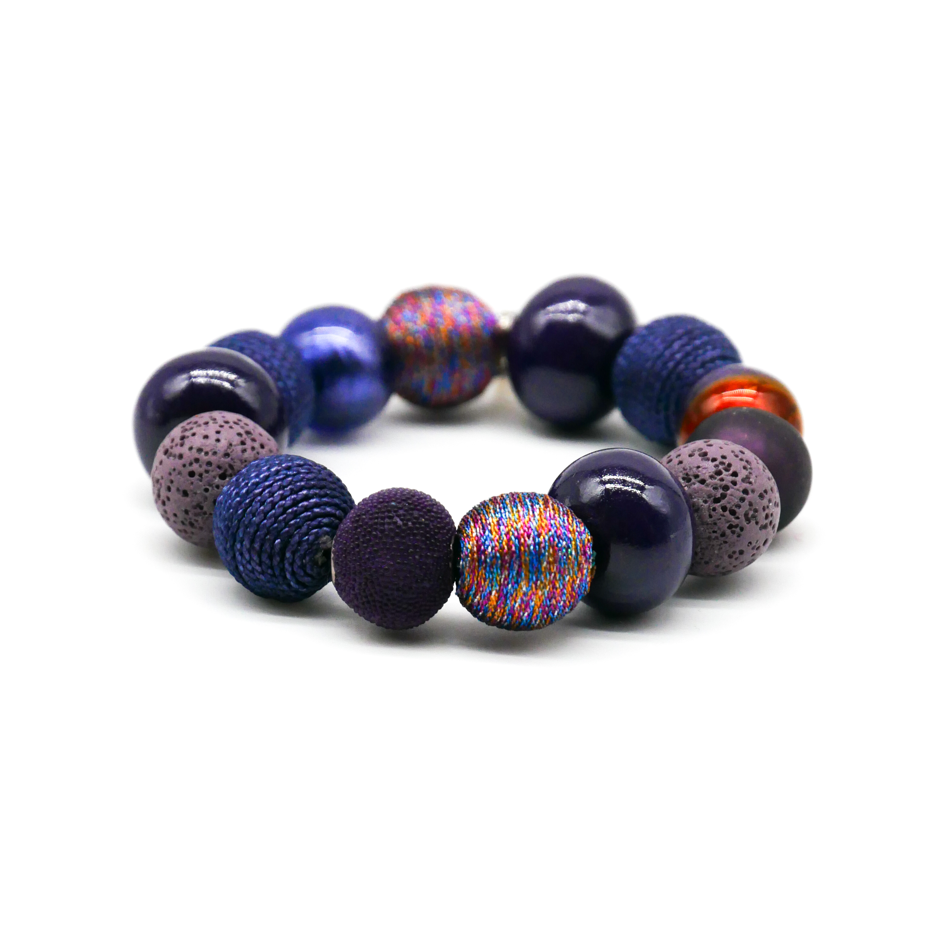  "Bollywood" Armband auf Gummi, aubergine