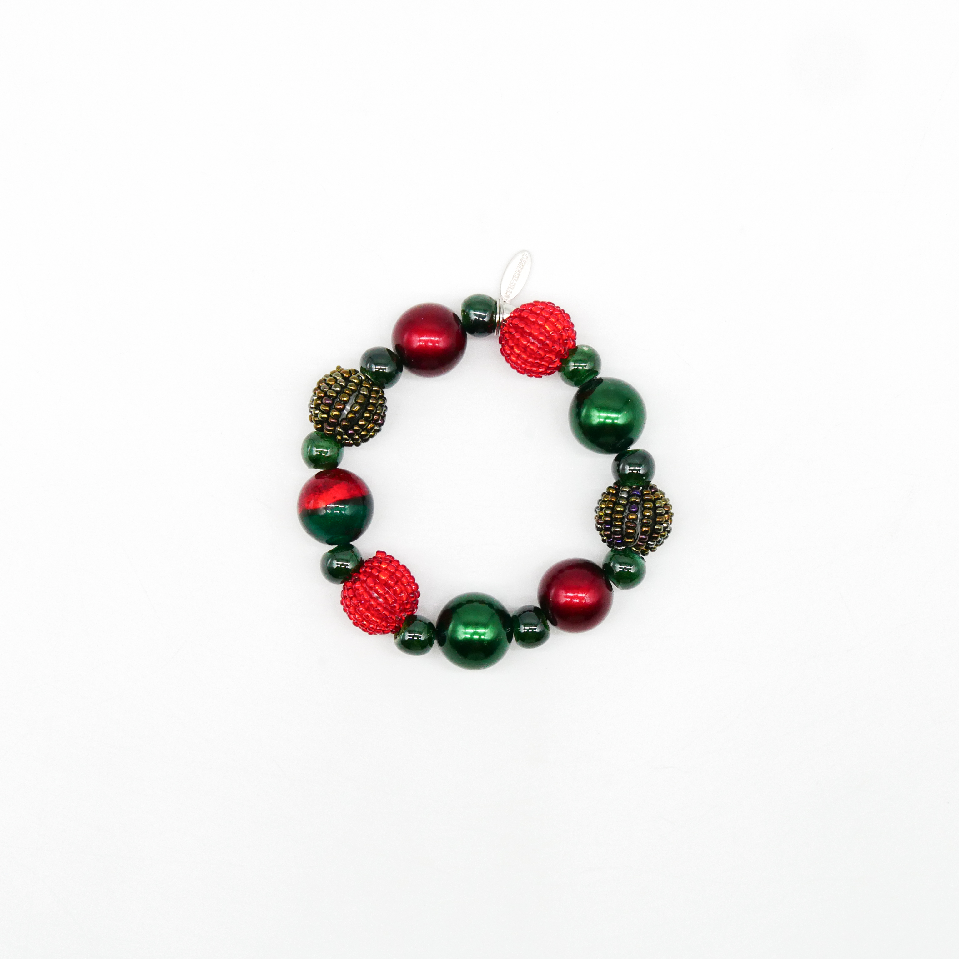  "Fine Bead Art", "Armband Christmas", Lampenperlen, Glasperlen rot-grün 