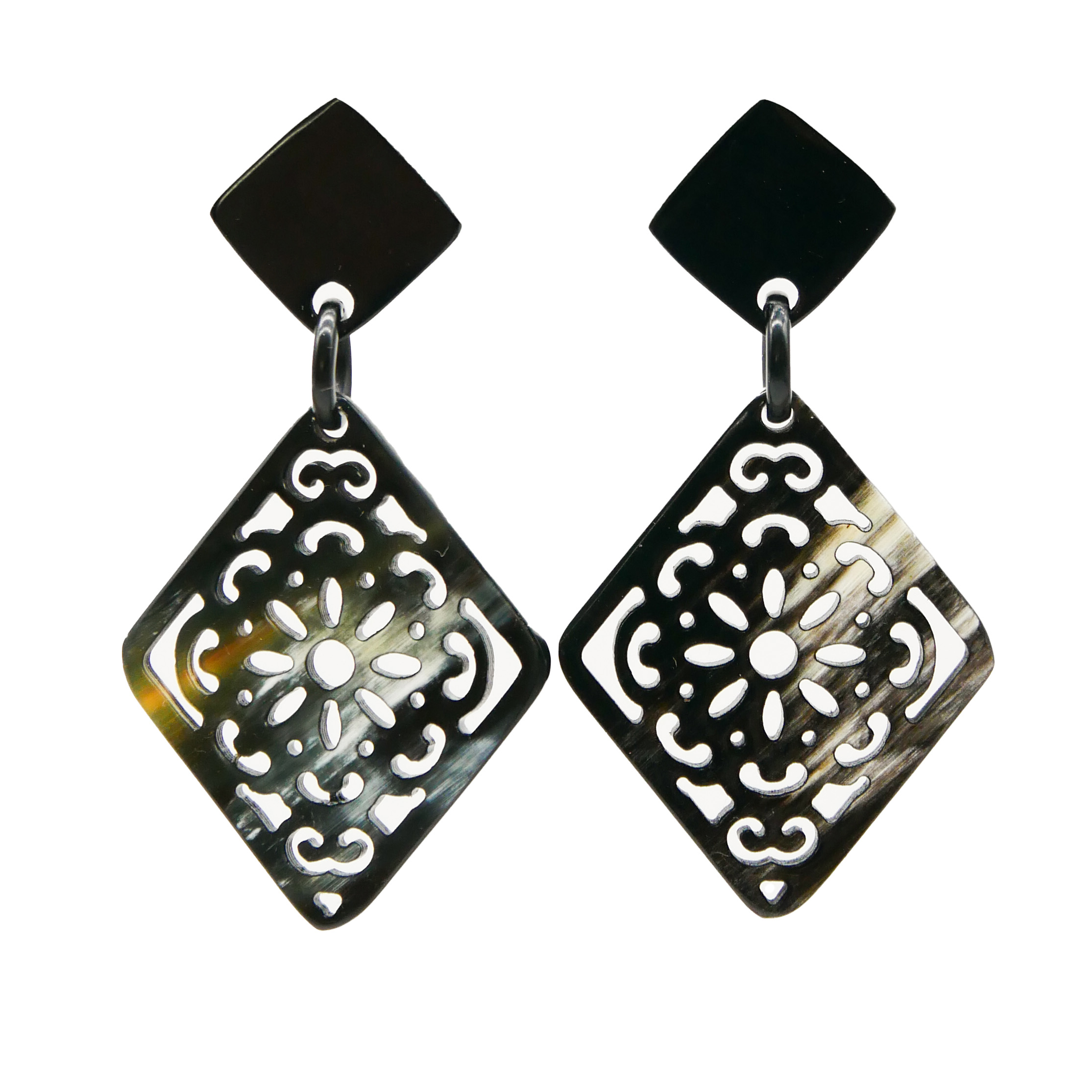 "Craft Art", Ohrring "Rectangle" marble Horn