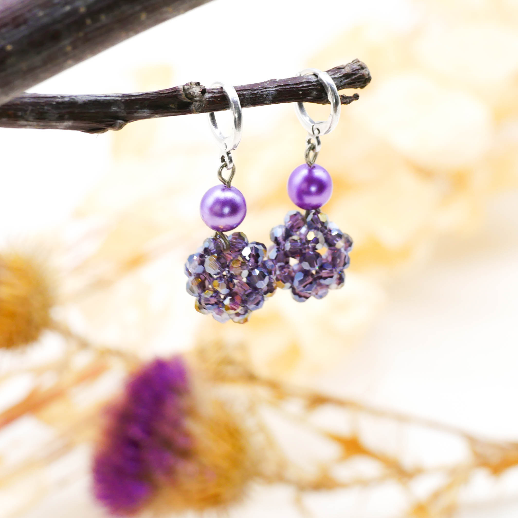 Ohrhänger "Sparkling Ball" - violett