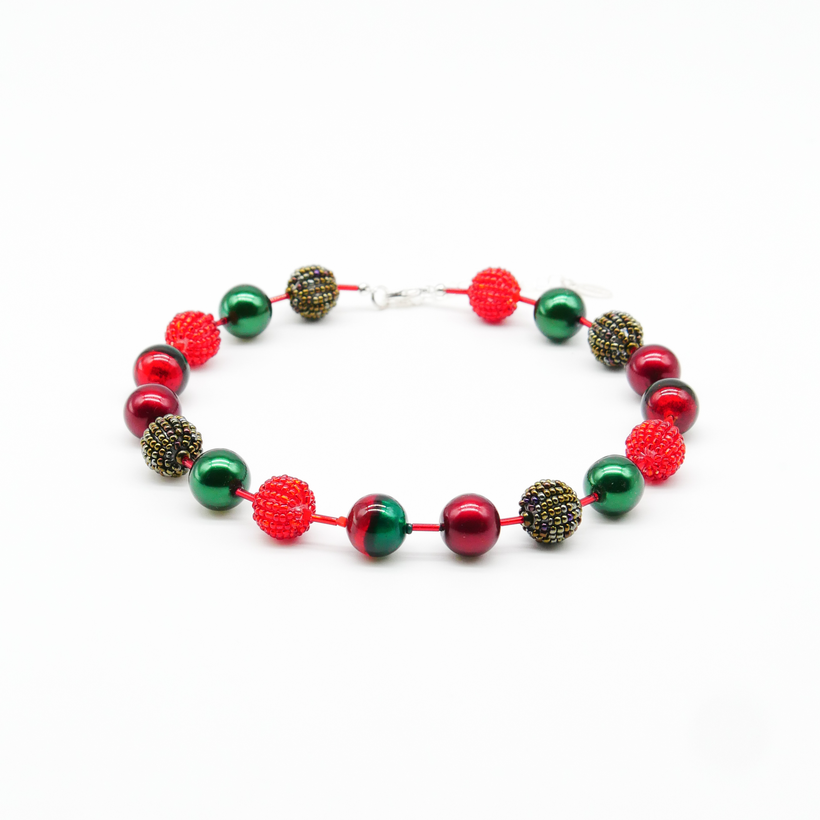  "Fine Bead Art", "Kette Christmas", Lampenperlen, Glasperlen rot-grün