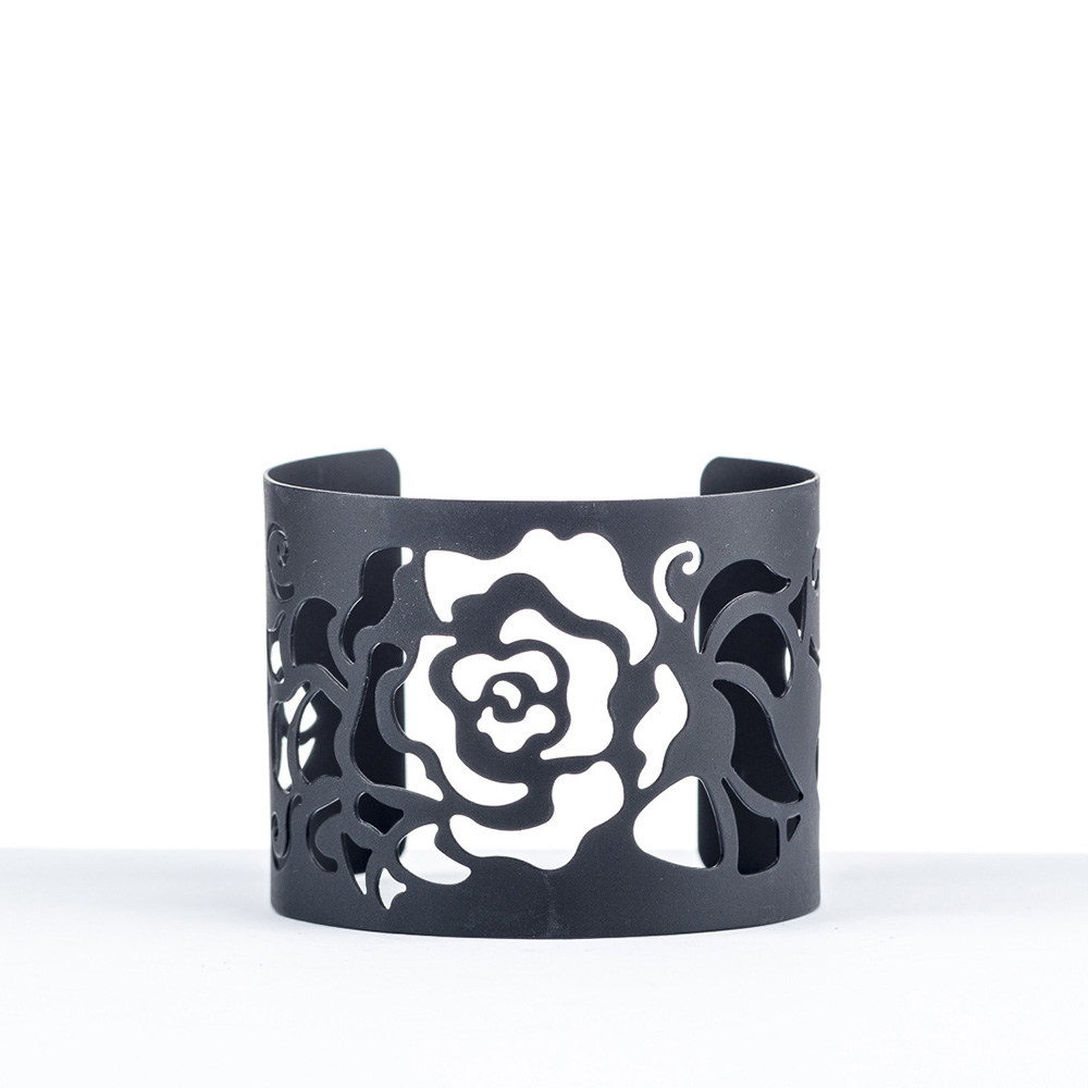 Metallarmspange "Black Bangle", schwarz, Roses