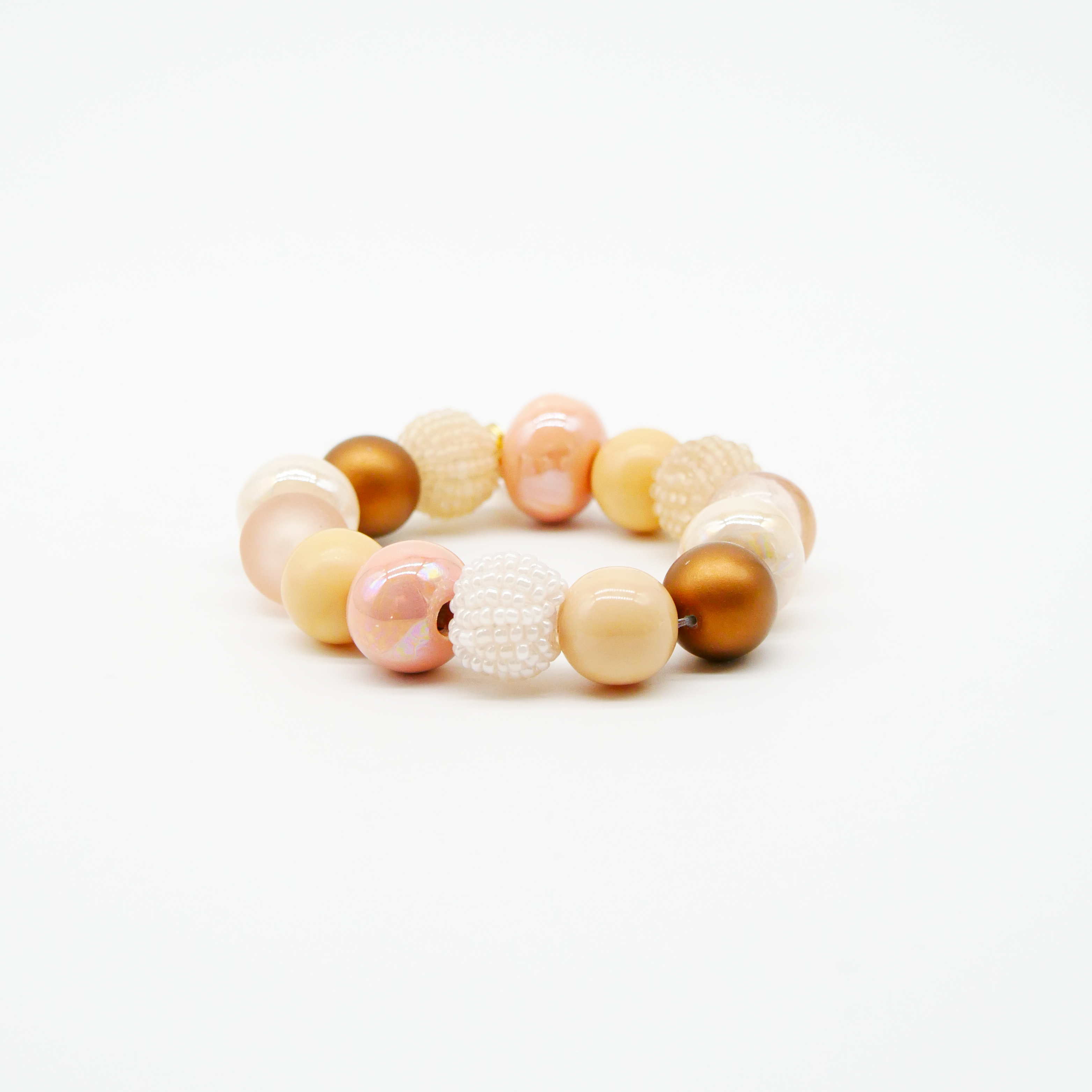 Armband auf Gummi zu "Bollywood", Champagnerglanz Armband auf Gummi zu "Bollywood", Champagnerglanz