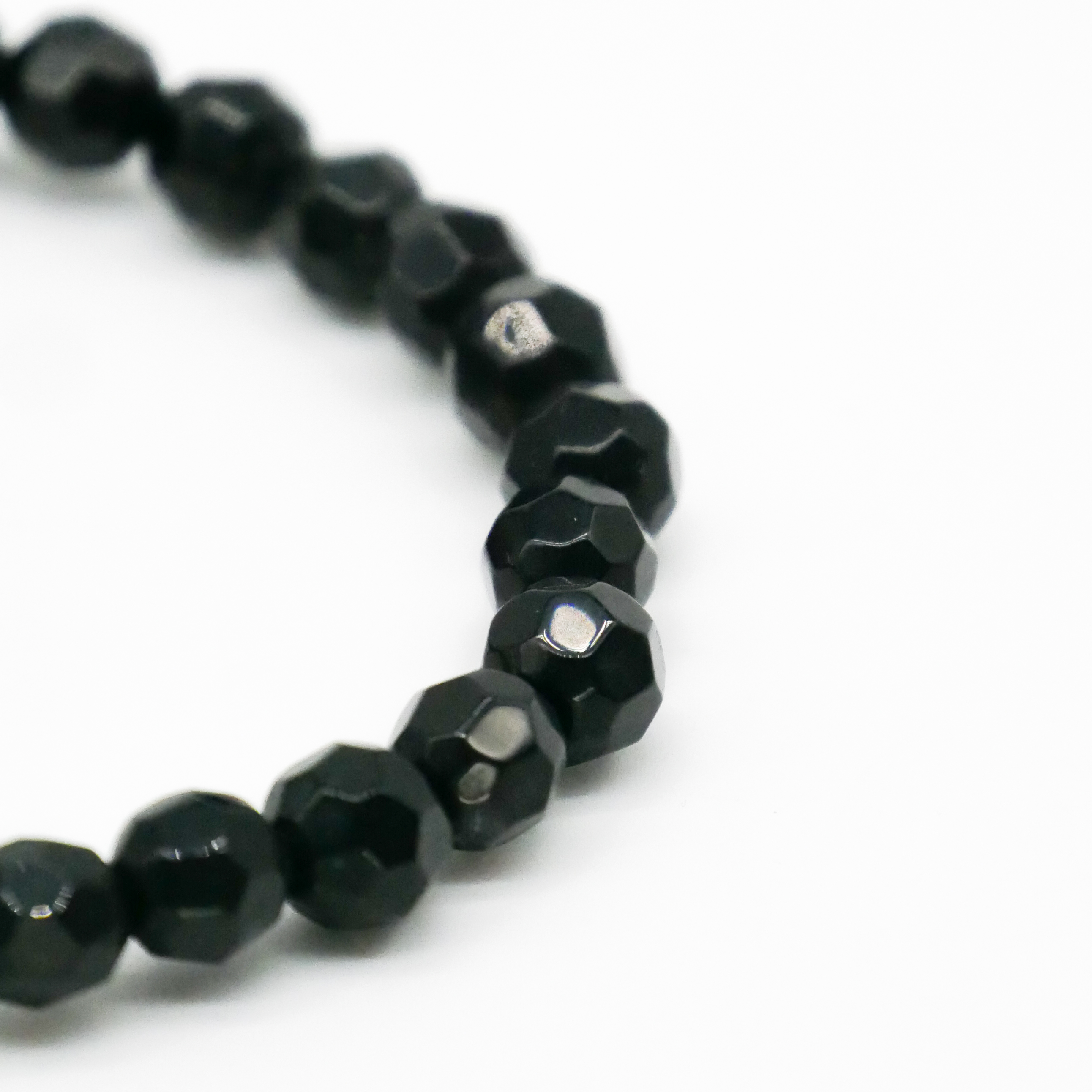  "Jet Schmuck" Armband auf Gummi schwarze facettierte Glasperlen Ø 8 mm 