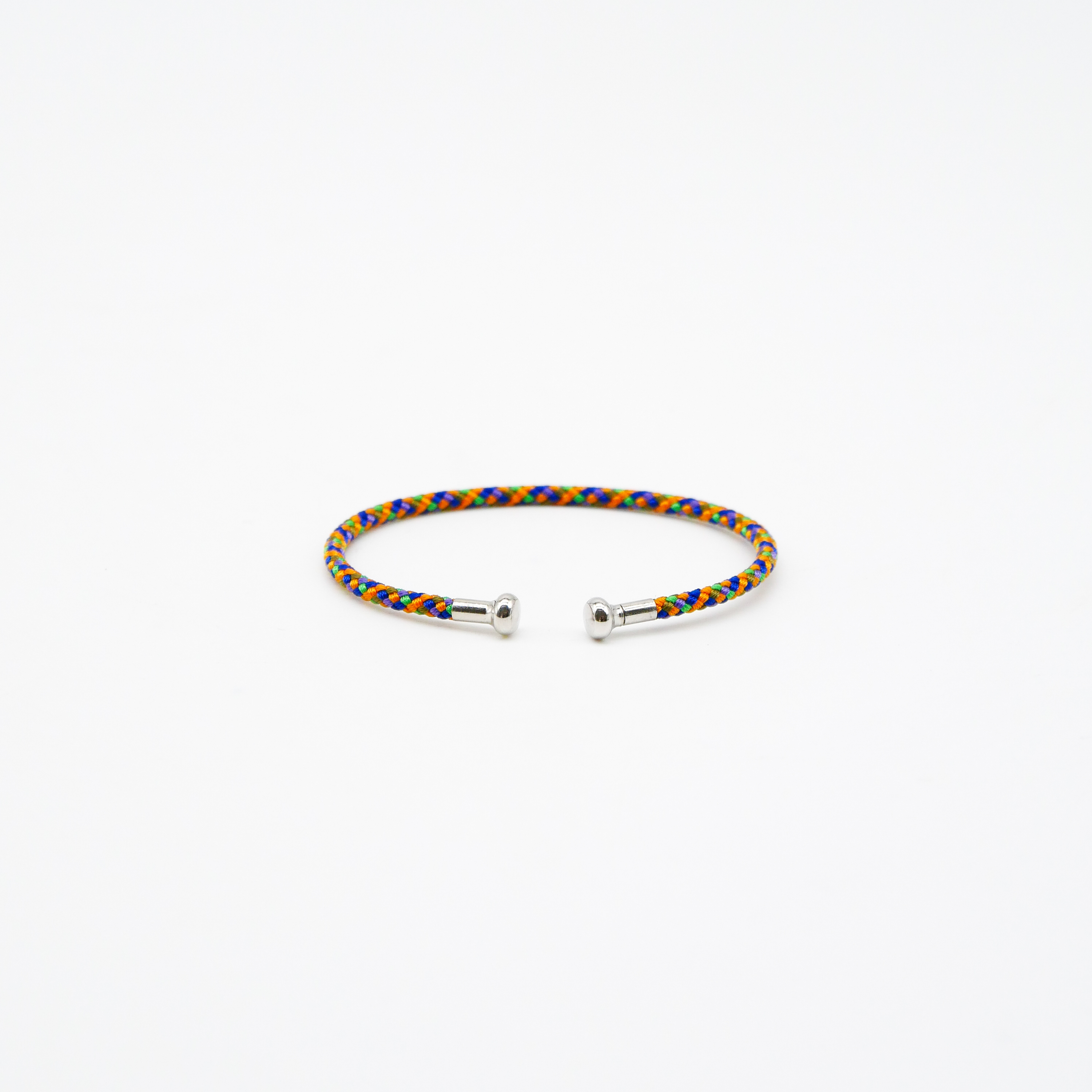 "Summer Feeling", blau orange Armband mit abschraubbarer Endkappe silber