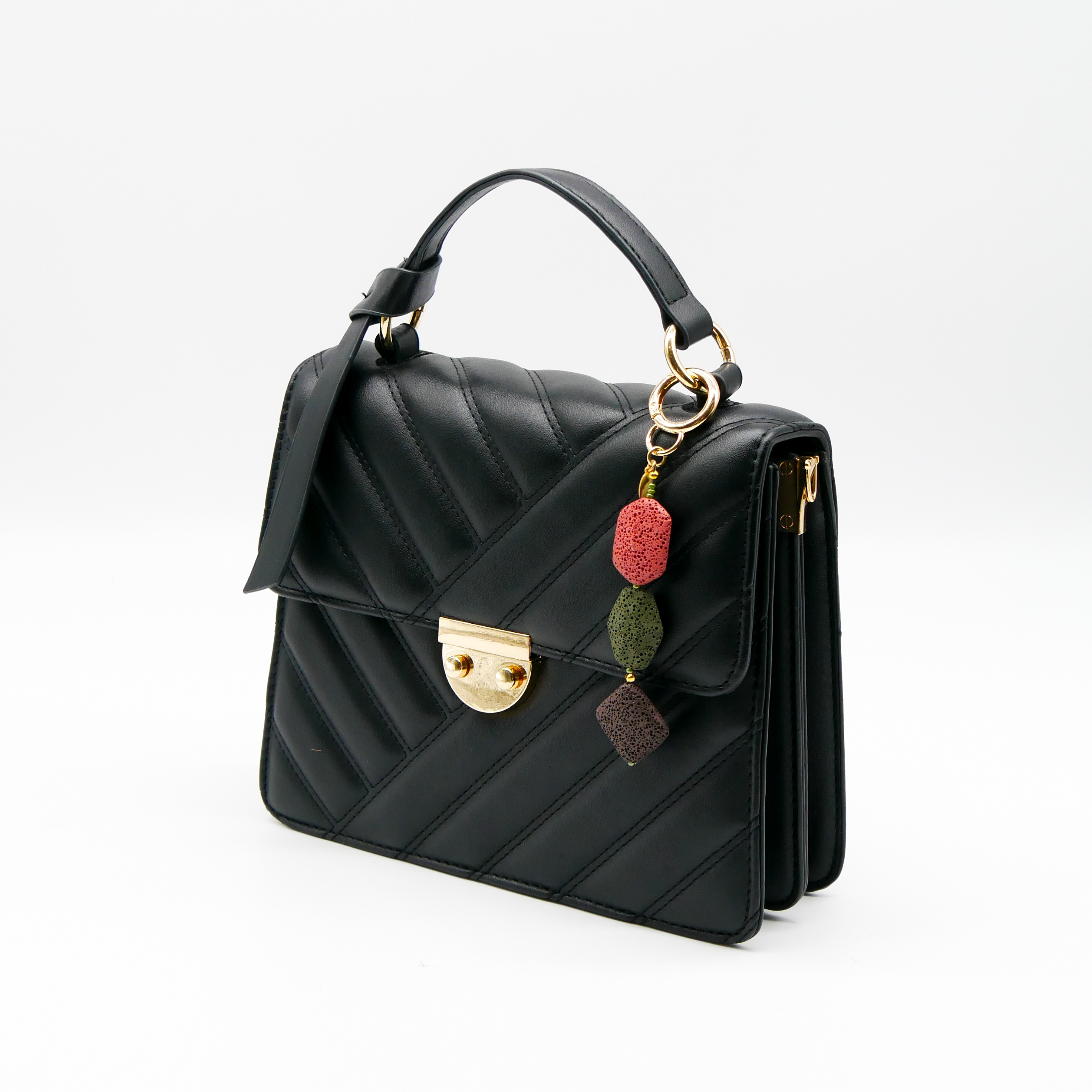 "Lucky Pendant" Anhänger, 1 Strang farbige Lavaperlen 