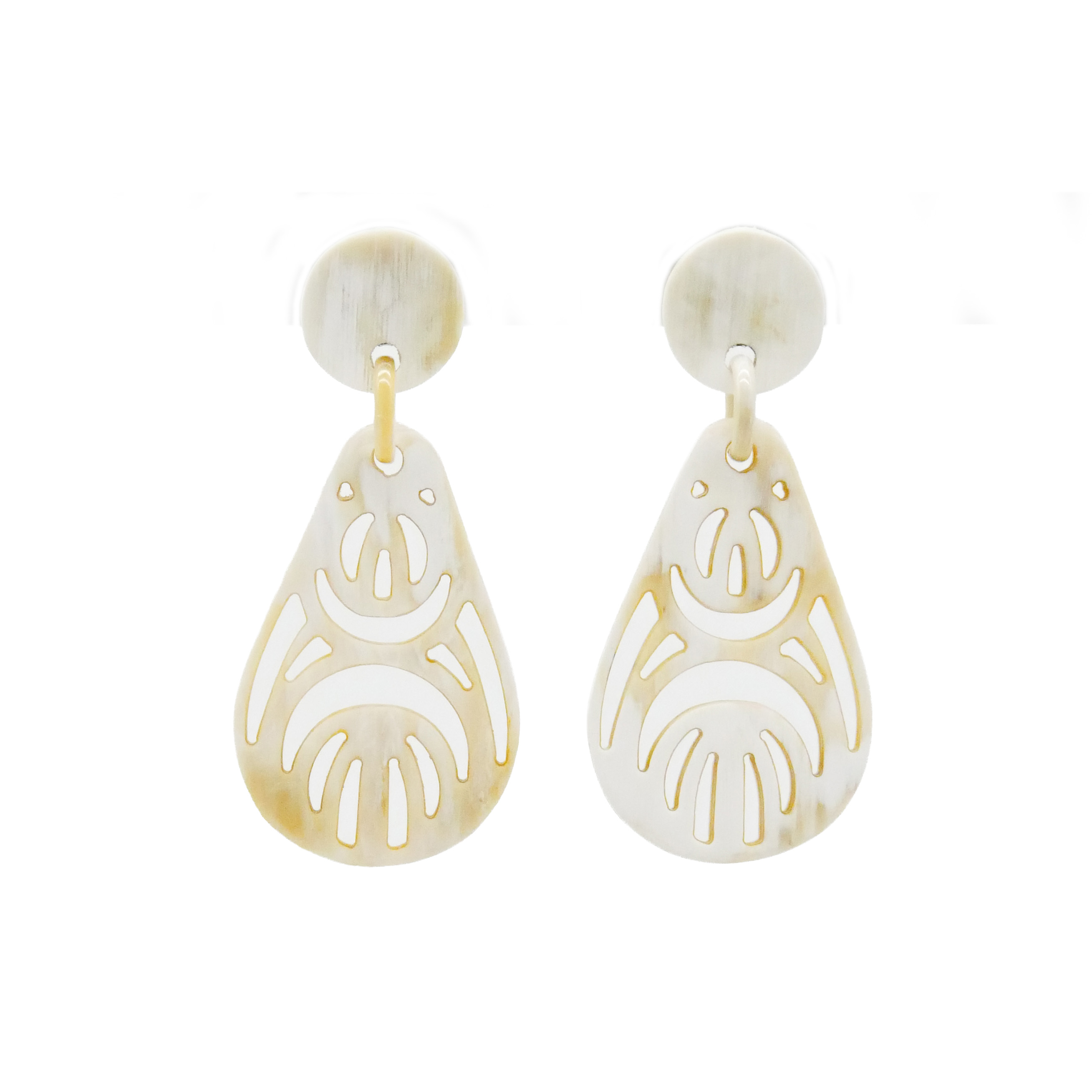  "Craft-Art", Ohrring "Drop" weißes Horn Ornament 2 