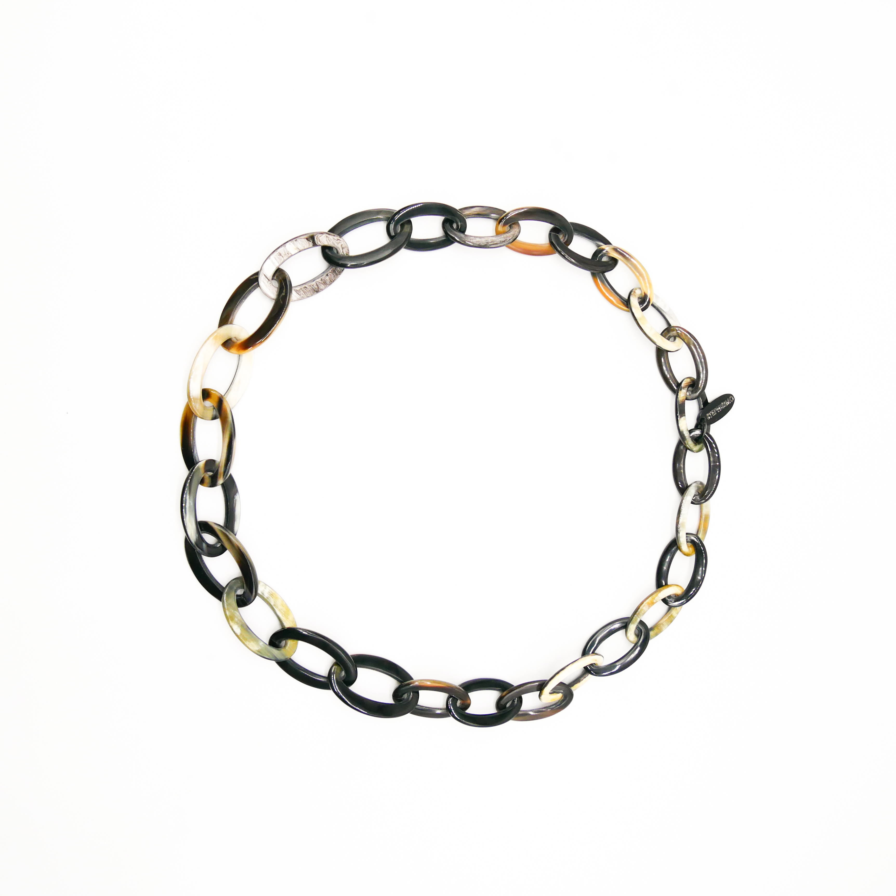 "Craft Art" , Horngliederkette "Big" oval marble Horn "Craft Art" , Horngliederkette "Big" oval marble Horn