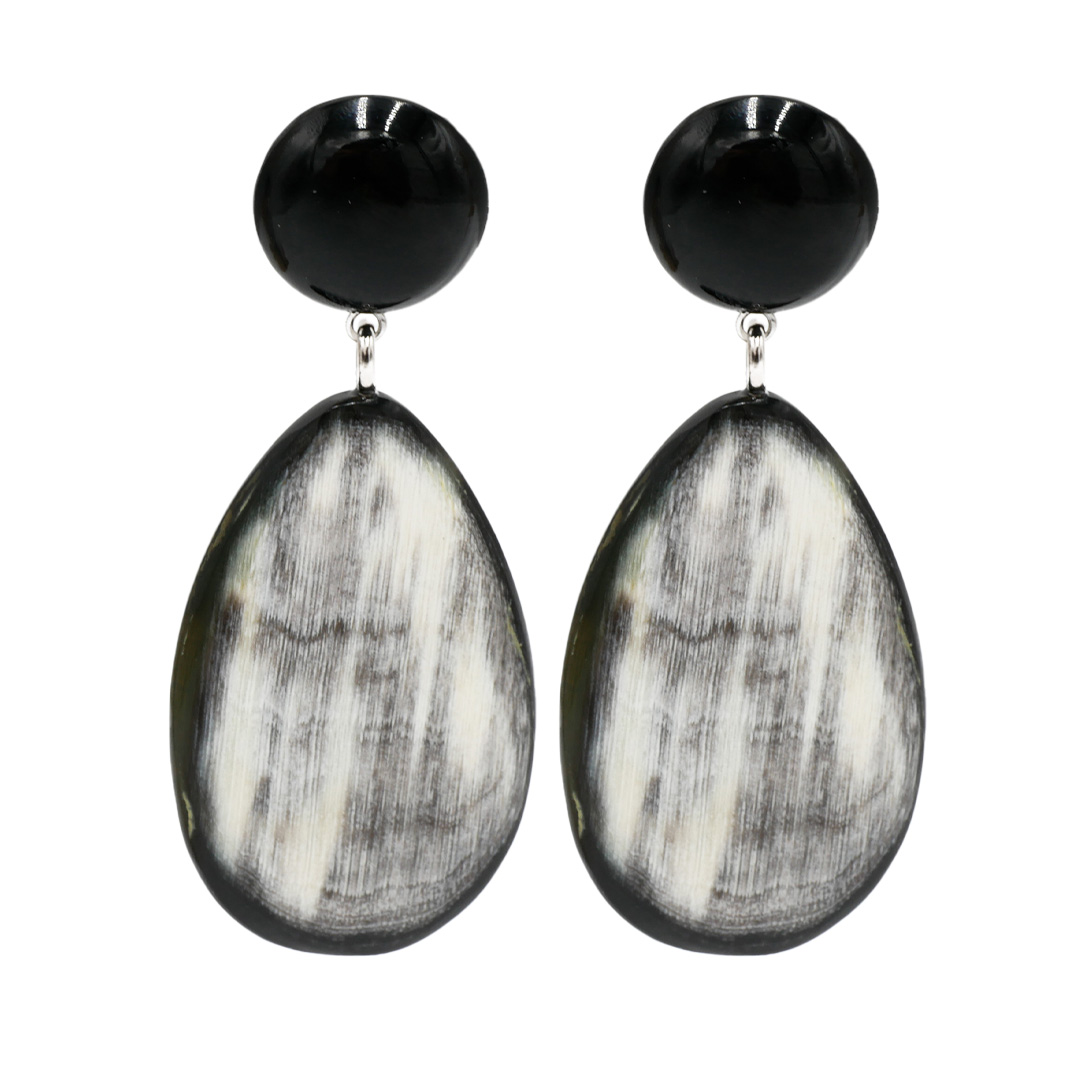 "Art Craft"  earrings "Big Drop" made of marble horn