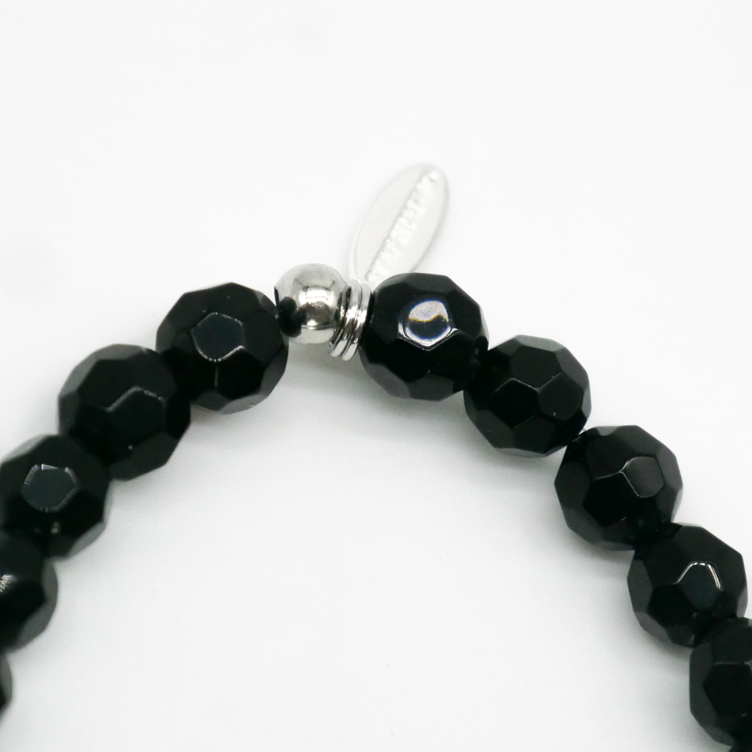  "Jet Schmuck" Armband auf Gummi schwarze facettierte Glasperlen Ø 8 mm 