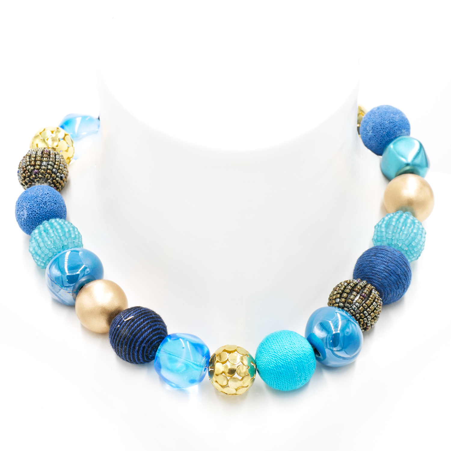 "Bollywood" Kette, Blau-Gold