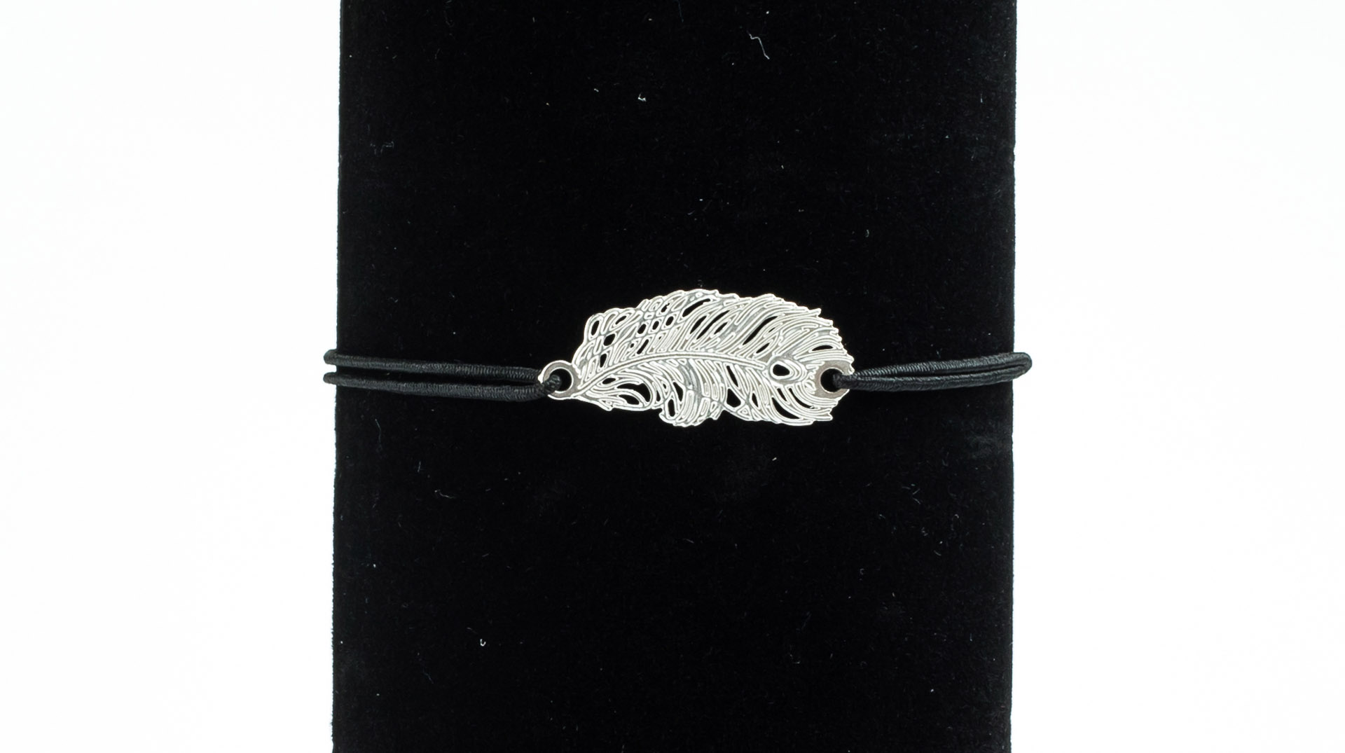 "Summer Feeling" flexible bracelet with fine pendant feather, black - Pack of 2