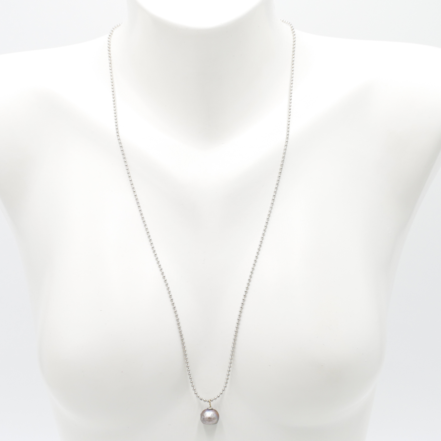 "Freshwater Pearls", lange Kette mit grauer Süßwasserzuchtperle, 80 cm