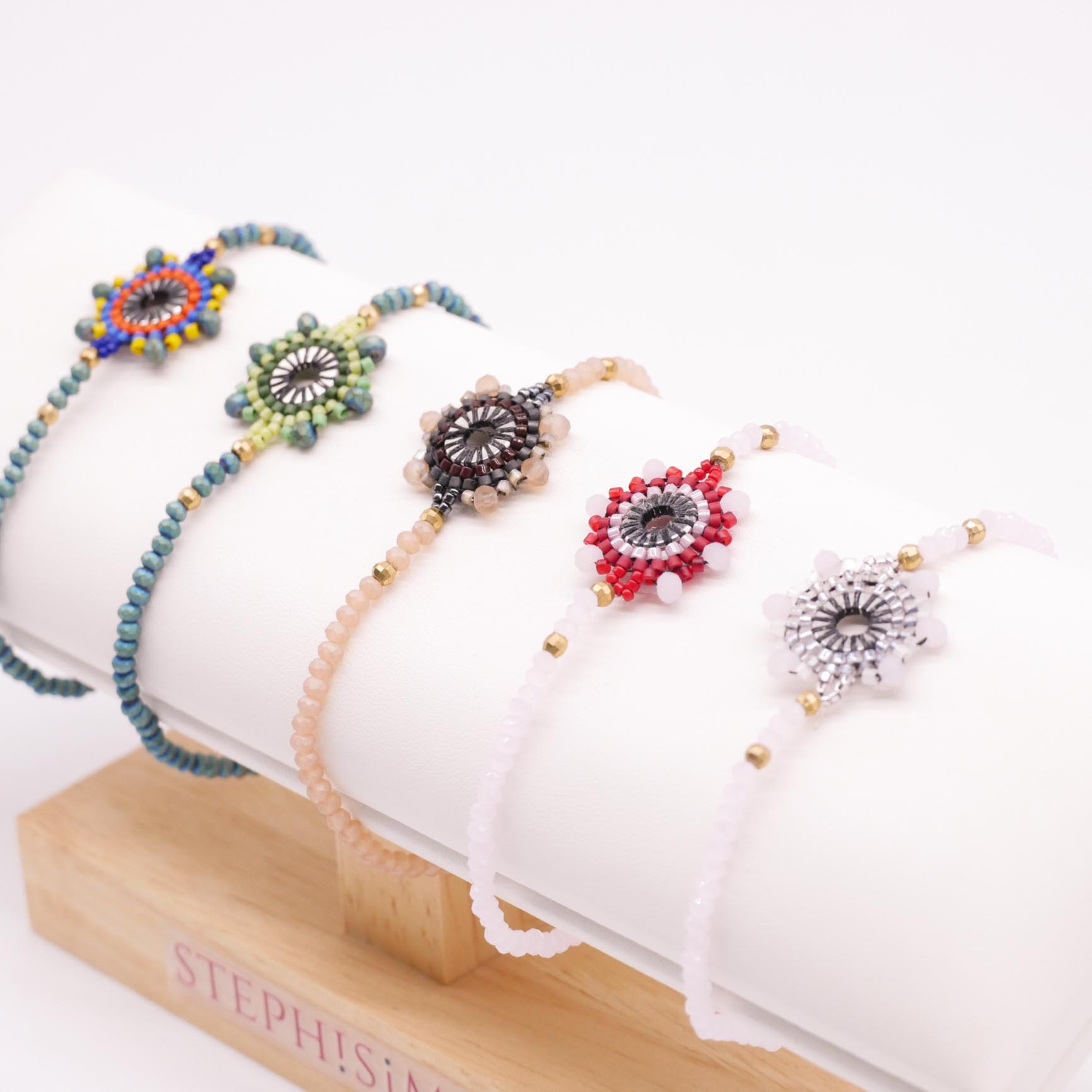 "Toho Art" Armband mit Blütenelement - Silver-Rosé