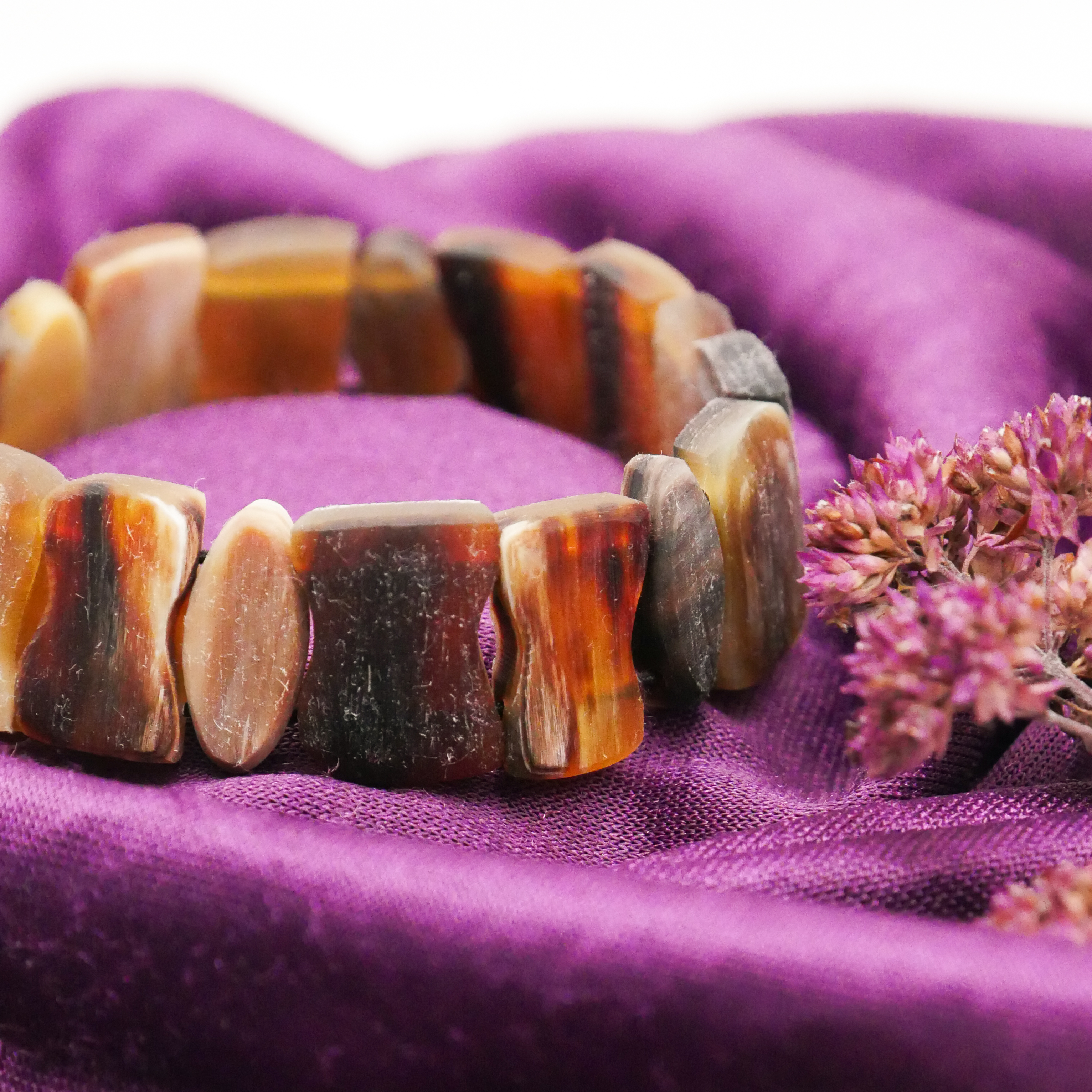  "Craft-Art", Horn Armband auf Gummi verschiedene Formen, braunes Horn matt 